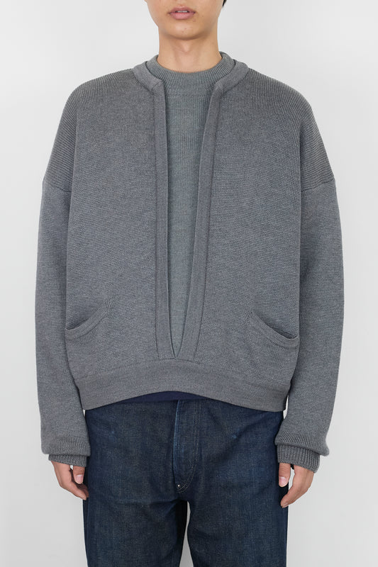 EMPORIO ARMANI DOCKING GRAY WOOL KNIT MADE IN ITALY