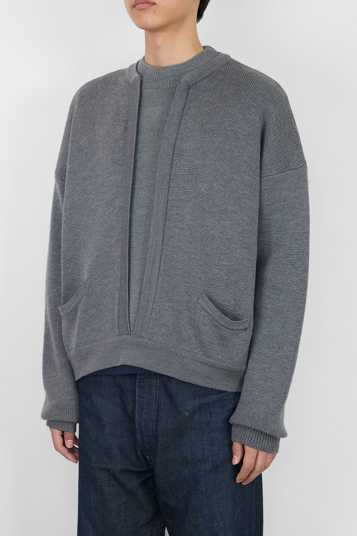 EMPORIO ARMANI DOCKING GRAY WOOL KNIT MADE IN ITALY
