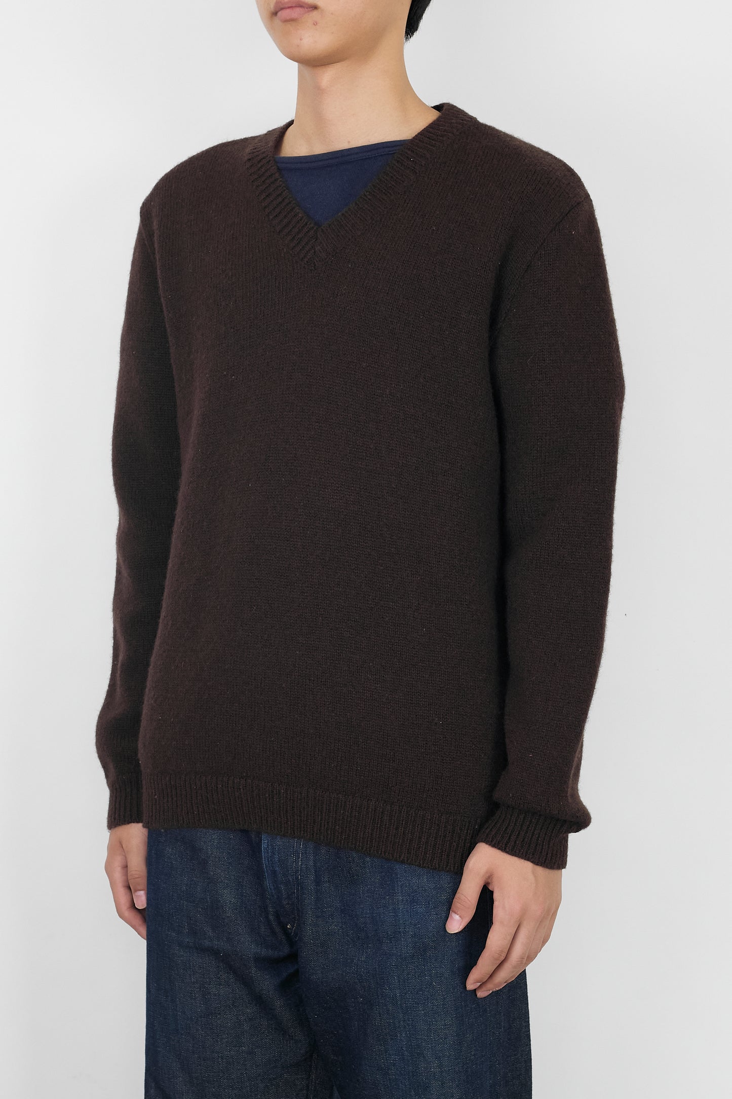 A.P.C. BROWN WOOL V NECK KNIT MADE IN FRANCE