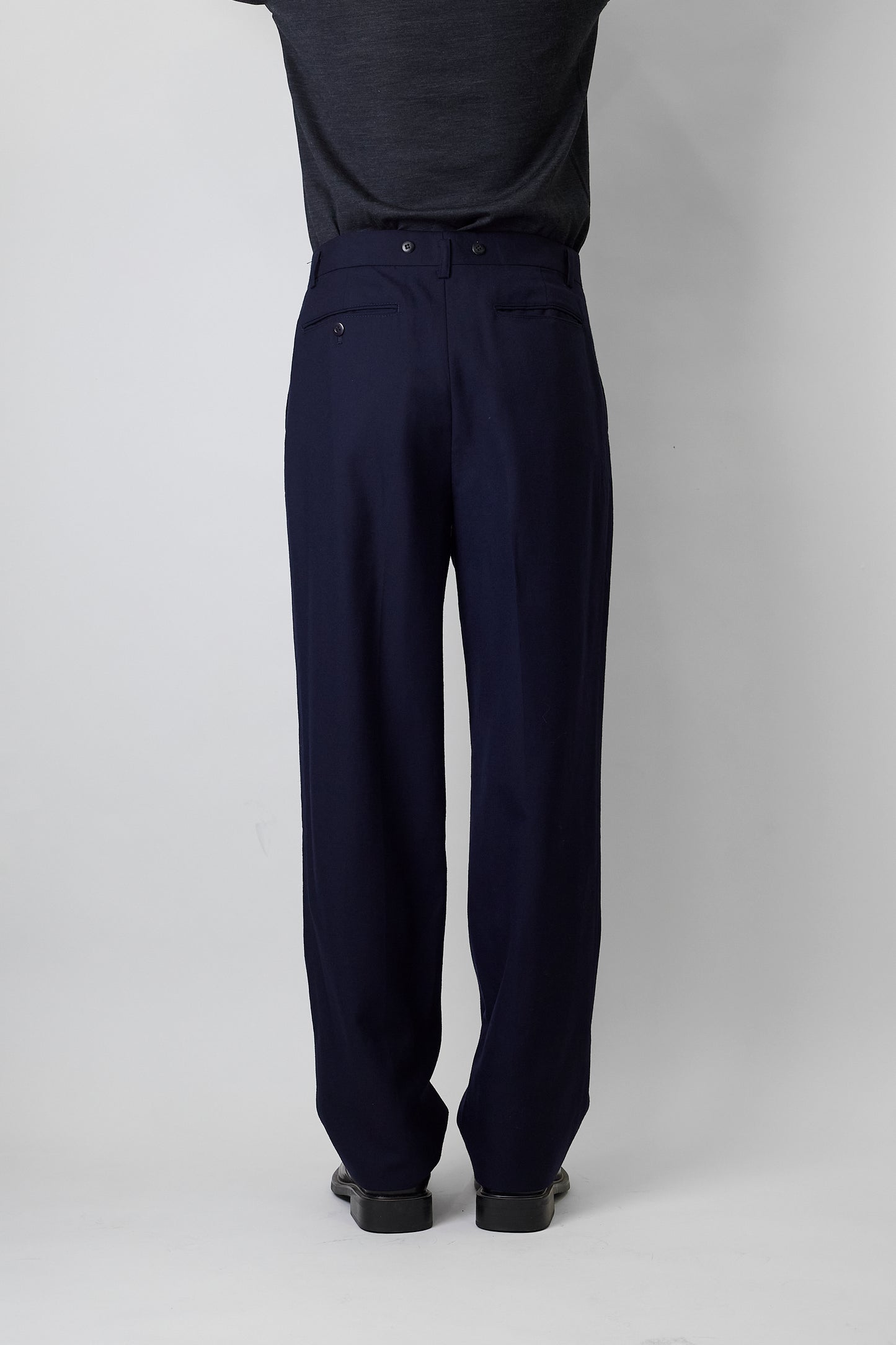 JUN MEN NAVY WOOL WIDE PANTS