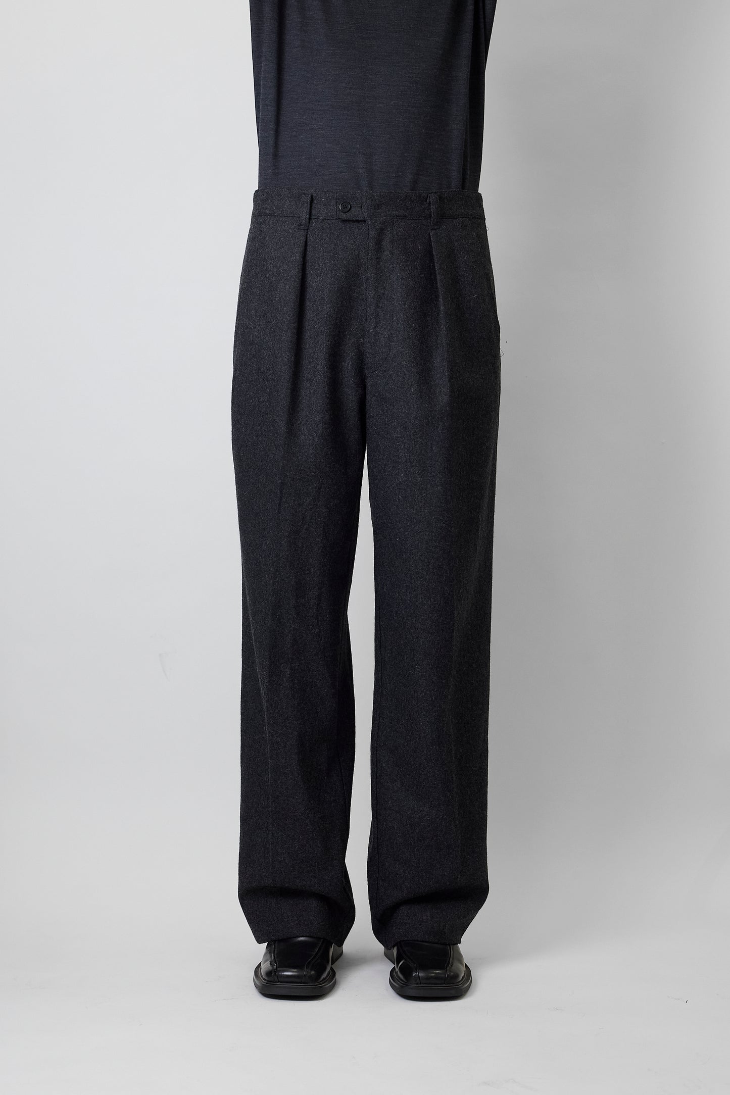 JUN MEN GRAY WOOL WIDE PANTS