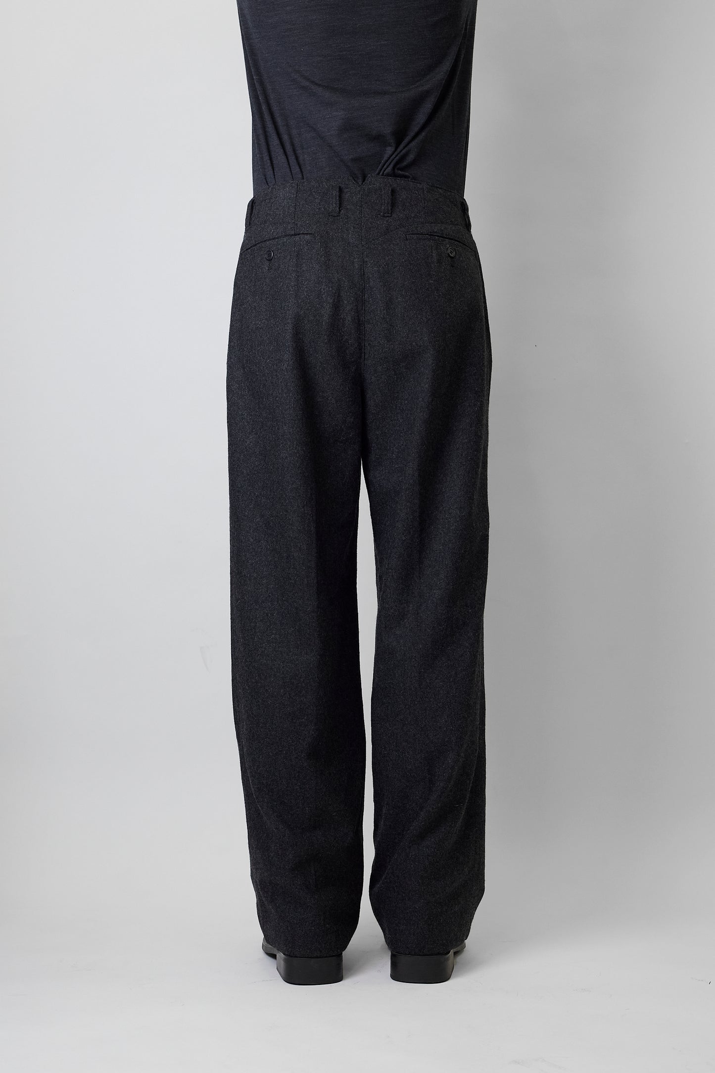 JUN MEN GRAY WOOL WIDE PANTS