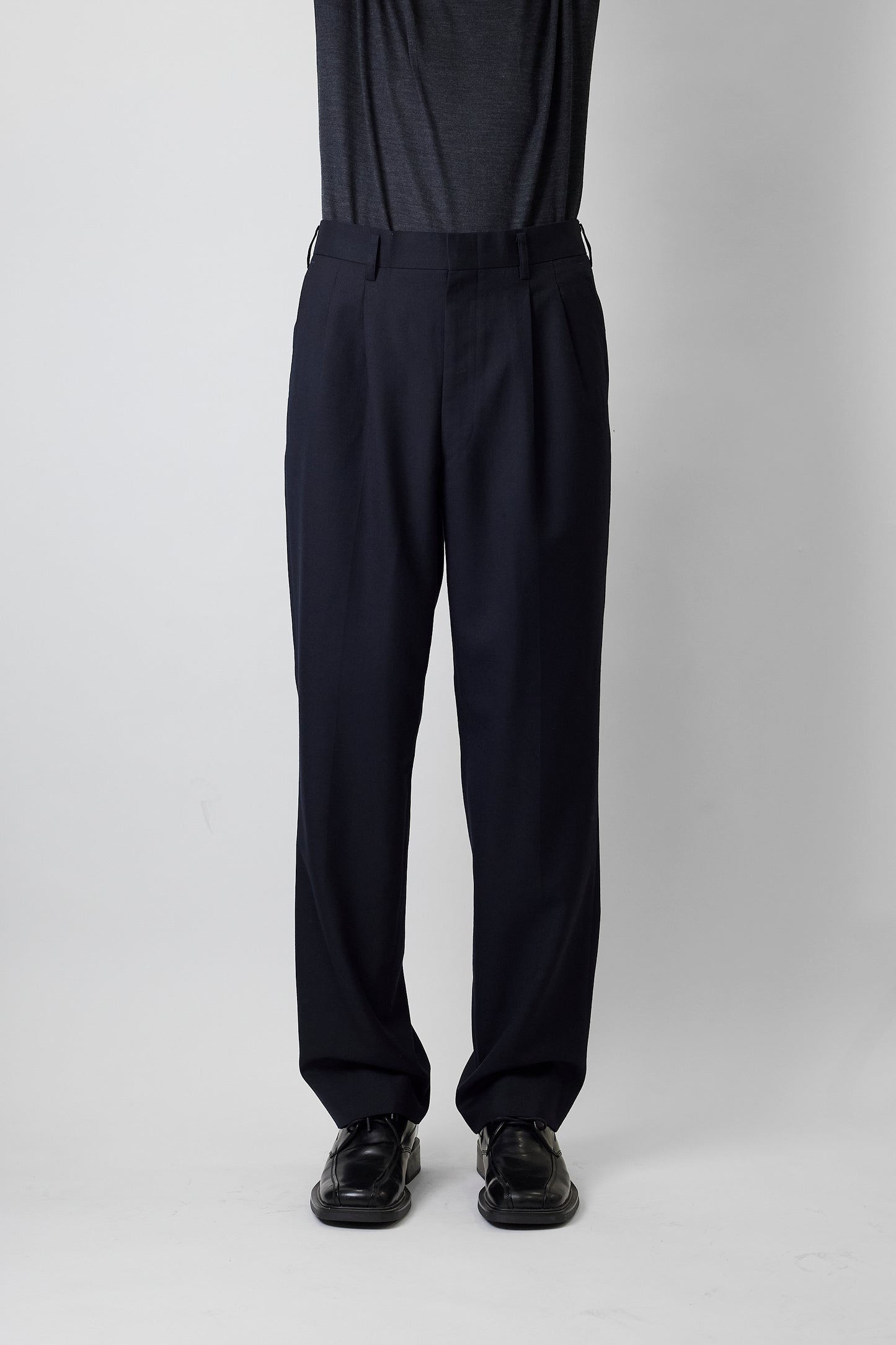 BURBERRYS NAVY WOOL WIDE PANTS