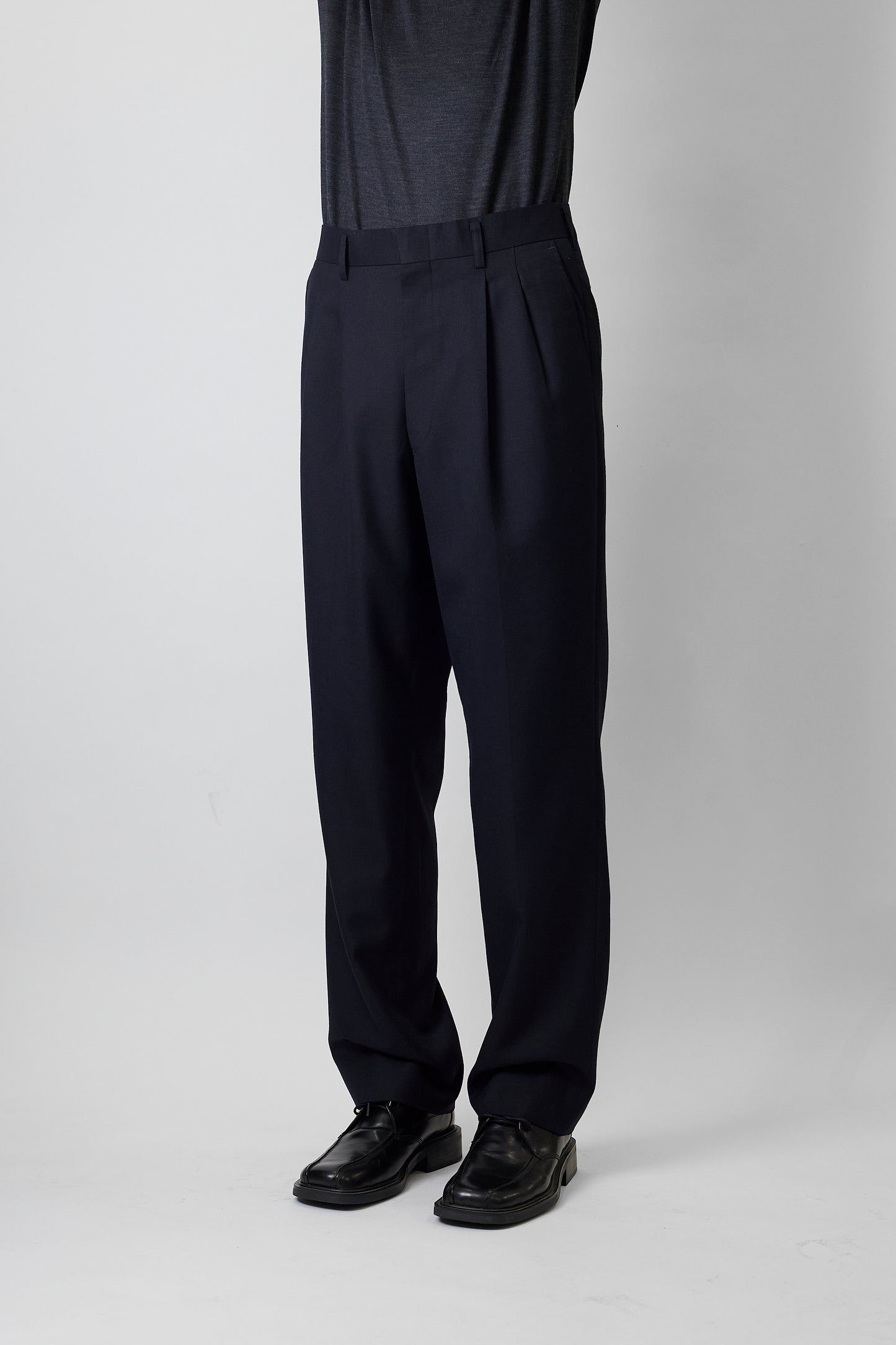 BURBERRYS NAVY WOOL WIDE PANTS