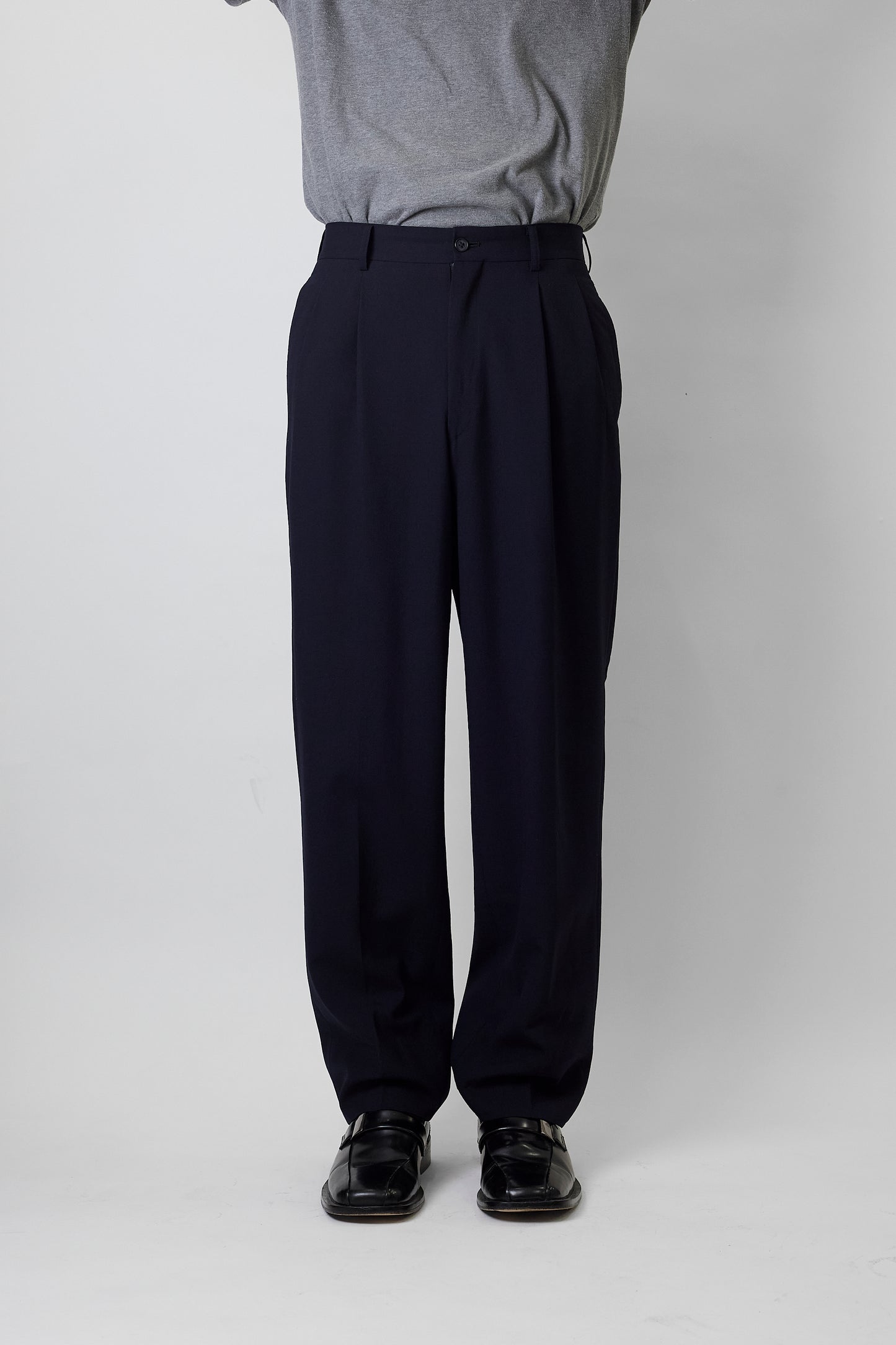 A.A.R BY YOHJI YAMAMOTO NAVY WOOL WIDE PANTS