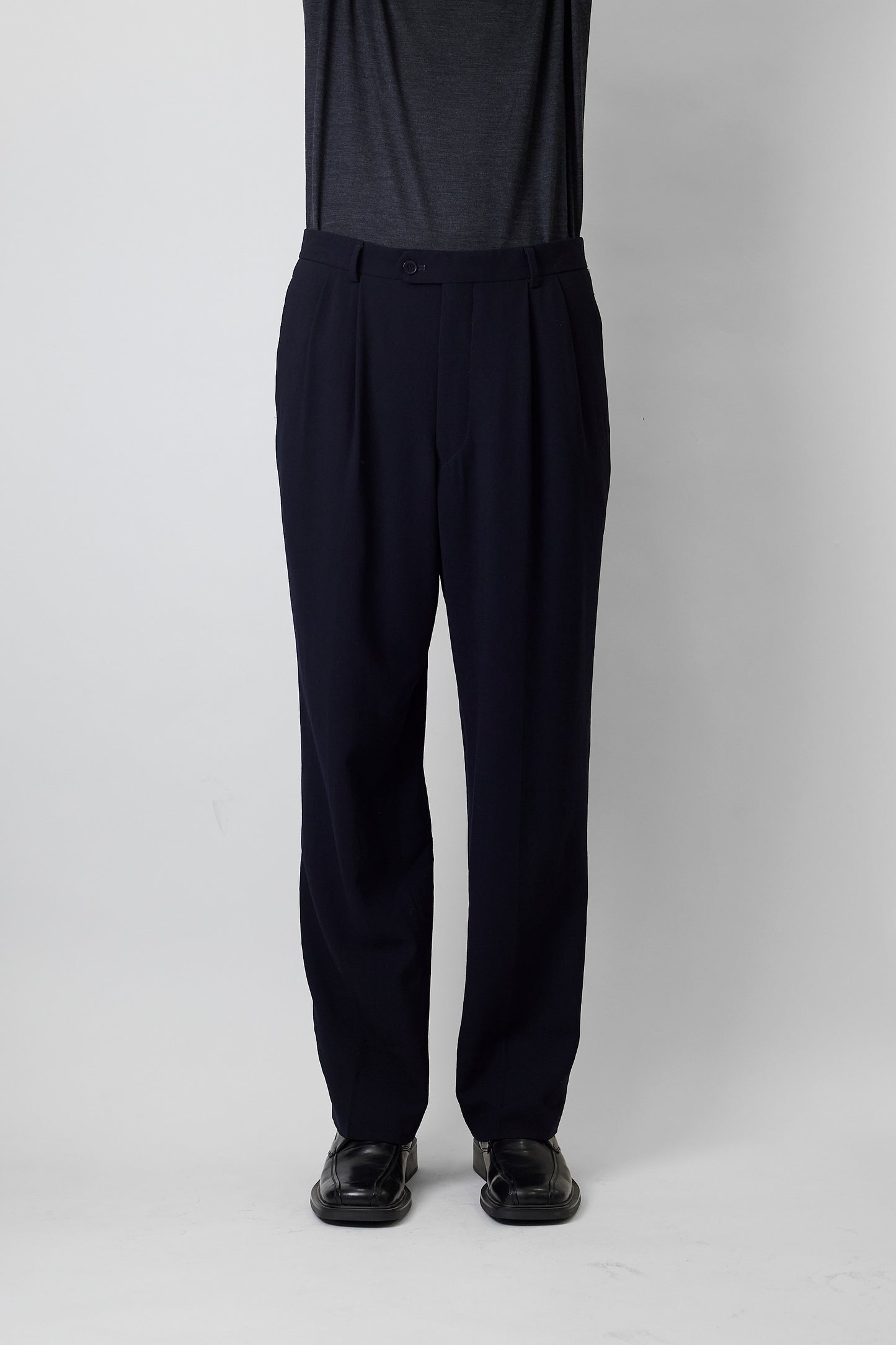 CALVIN KLEIN NAVY WOOL WIDE PANTS