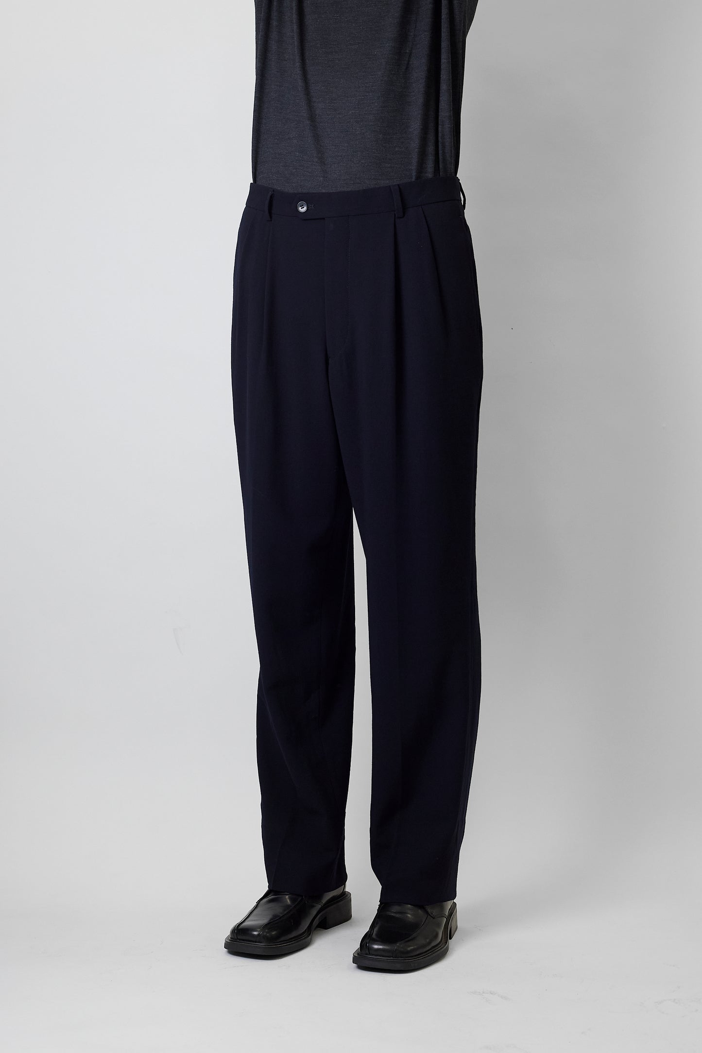 CALVIN KLEIN NAVY WOOL WIDE PANTS