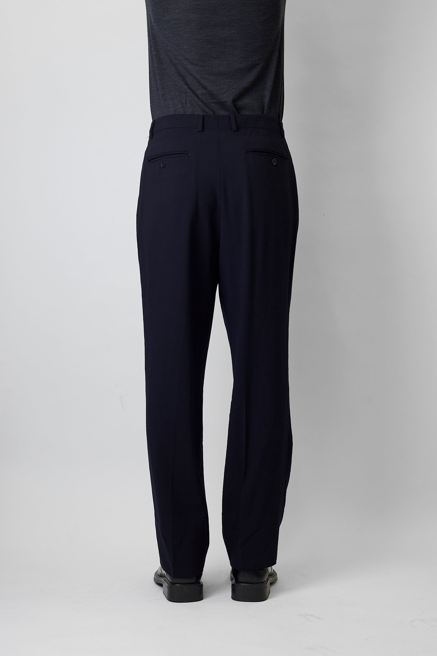 CALVIN KLEIN NAVY WOOL WIDE PANTS