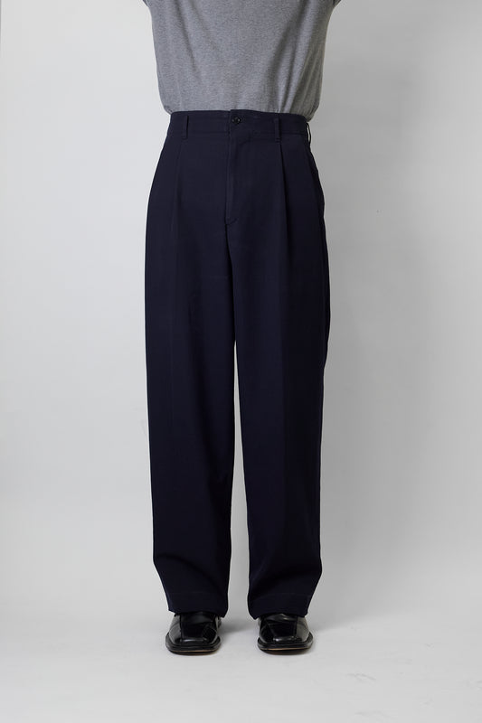 YOHJI YAMAMOTO NAVY WOOL WIDE PANTS