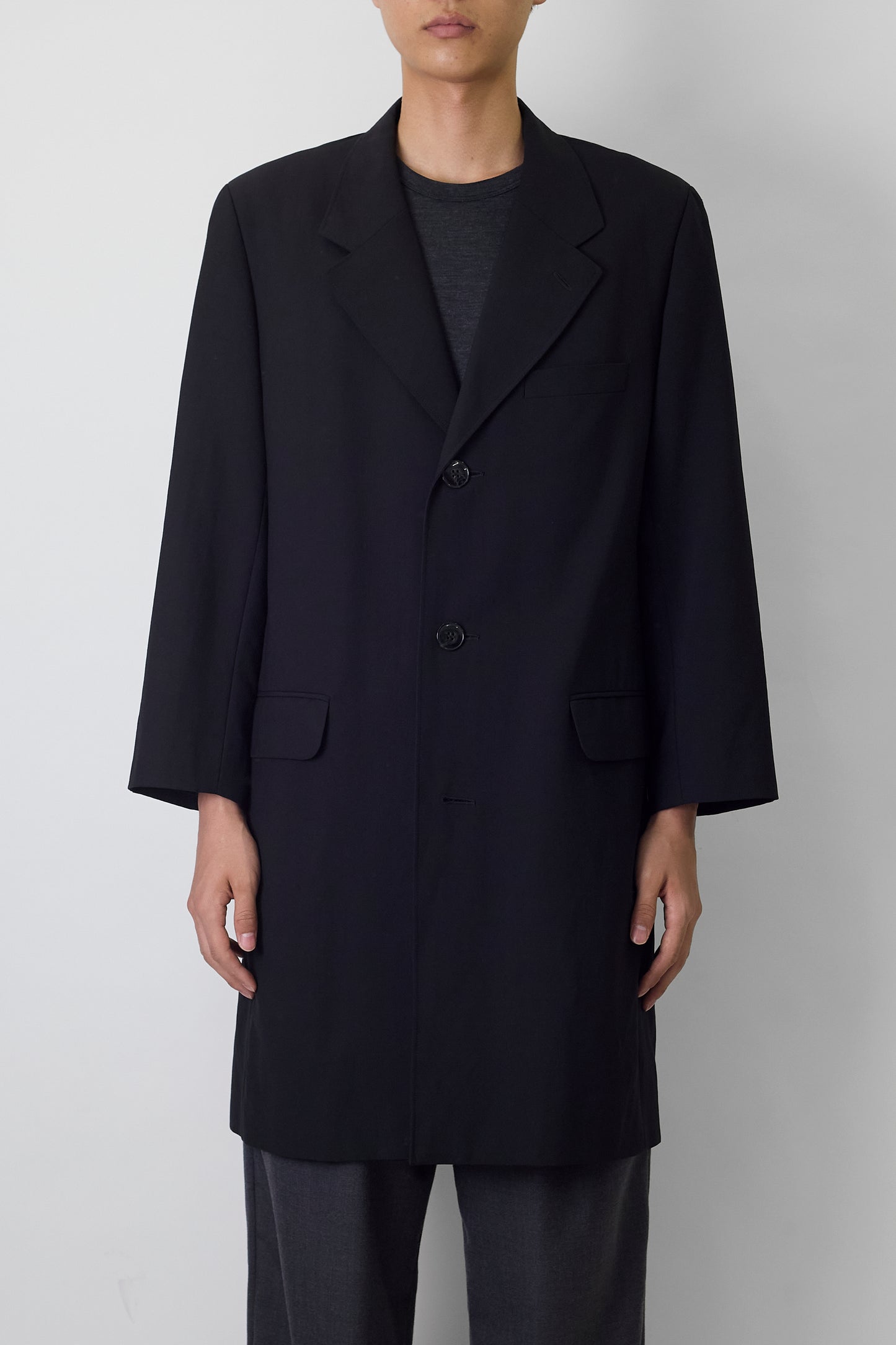 AGNES B. HOMME BLACK WOOL COAT MADE IN FRANCE