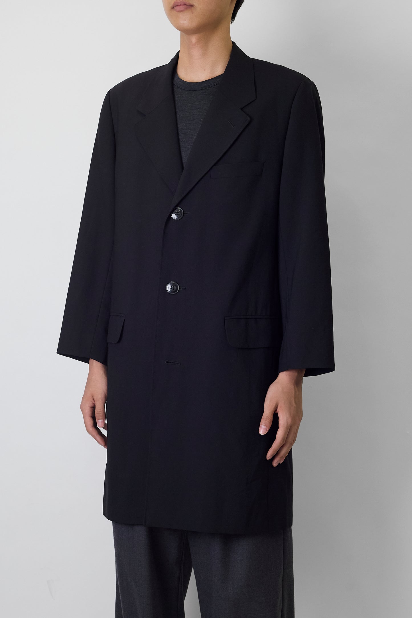 AGNES B. HOMME BLACK WOOL COAT MADE IN FRANCE