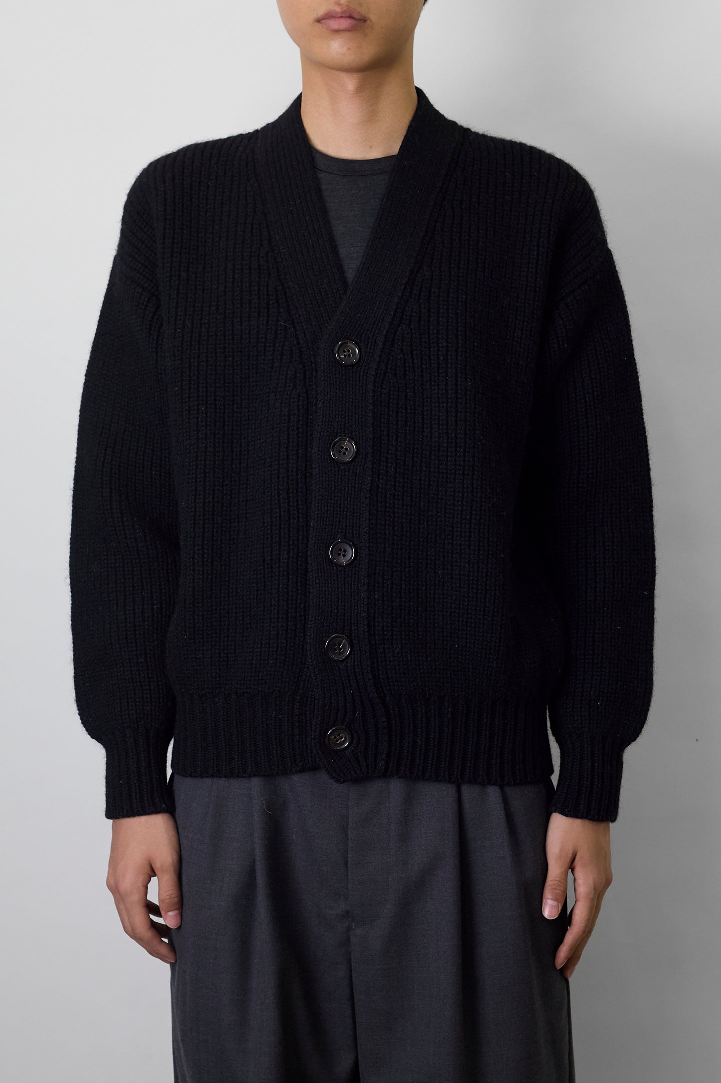 COMME DES GARCONS HOMME BLACK WOOL KNIT CARDIGAN