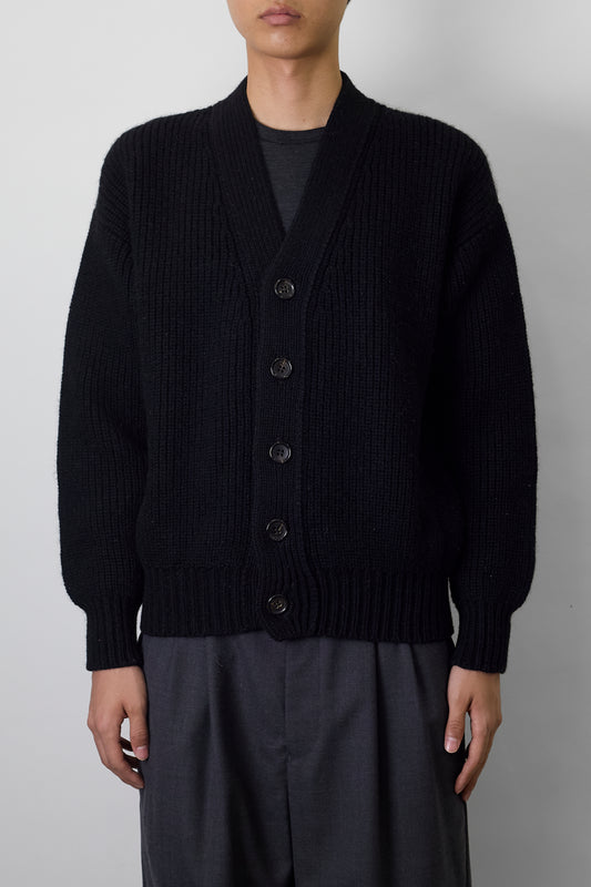 COMME DES GARCONS HOMME BLACK WOOL KNIT CARDIGAN