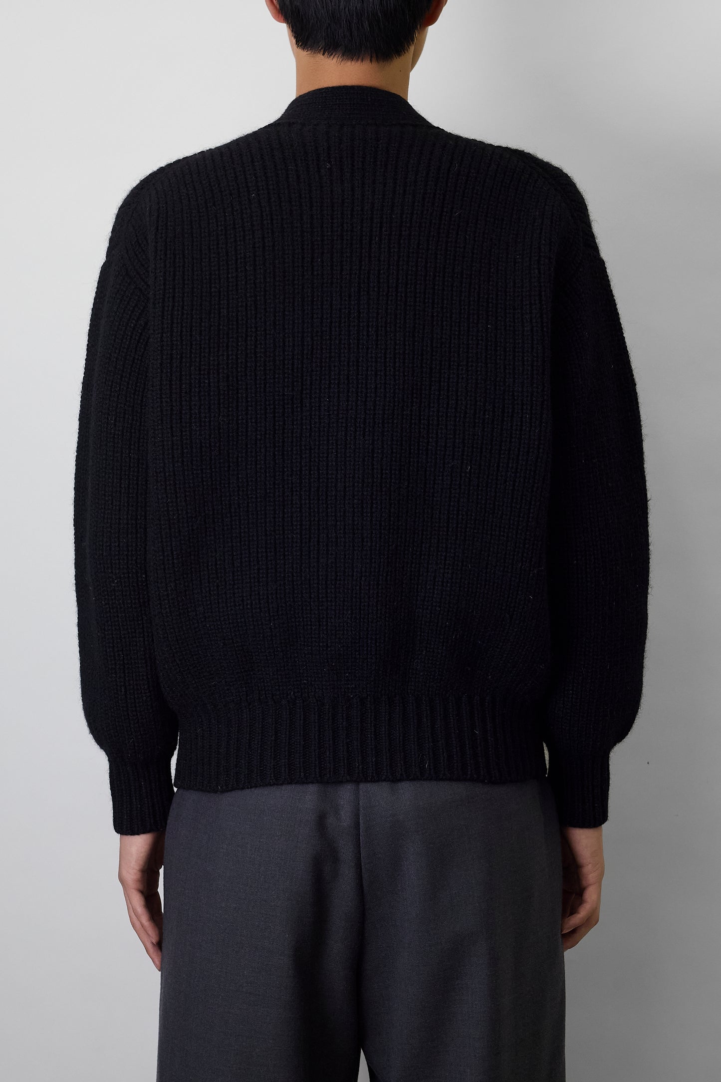 COMME DES GARCONS HOMME BLACK WOOL KNIT CARDIGAN
