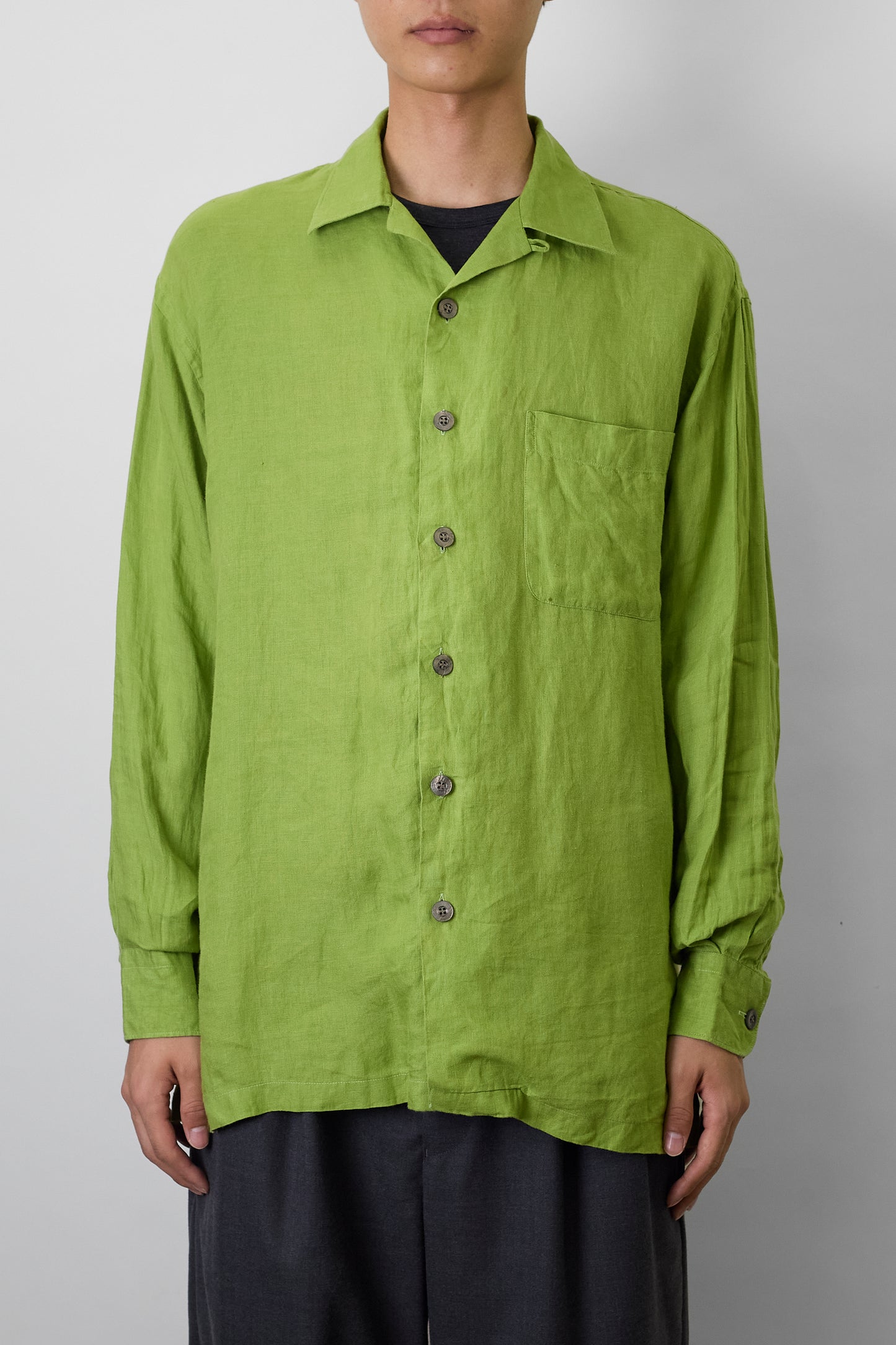 KENZO HOMME GREEN LINEN SHIRT MADE IN MOROCCO