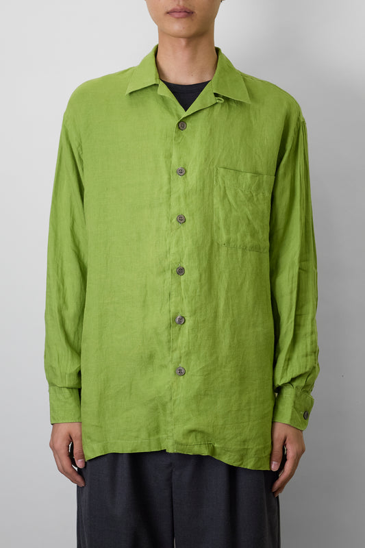 KENZO HOMME GREEN LINEN SHIRT MADE IN MOROCCO