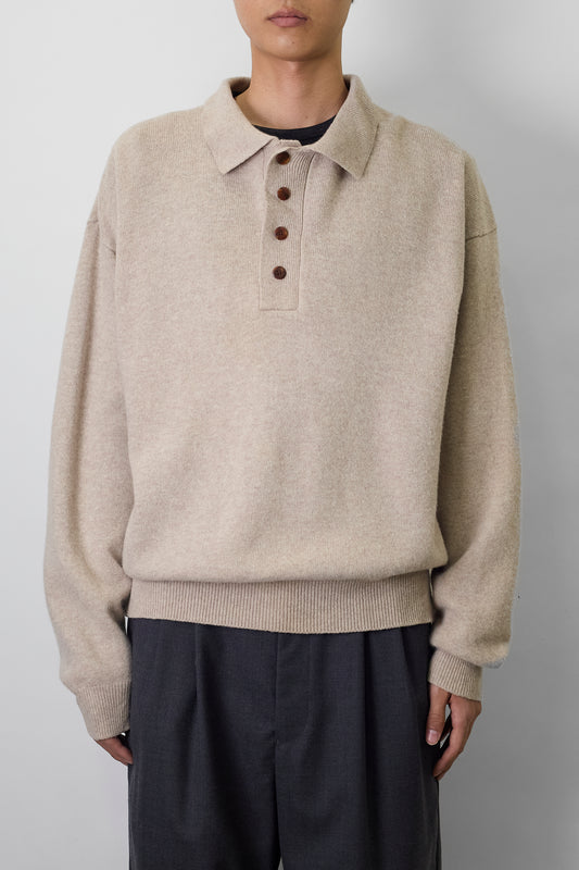 VINTAGE BEIGE CASHMERE KNIT POLO SHIRT