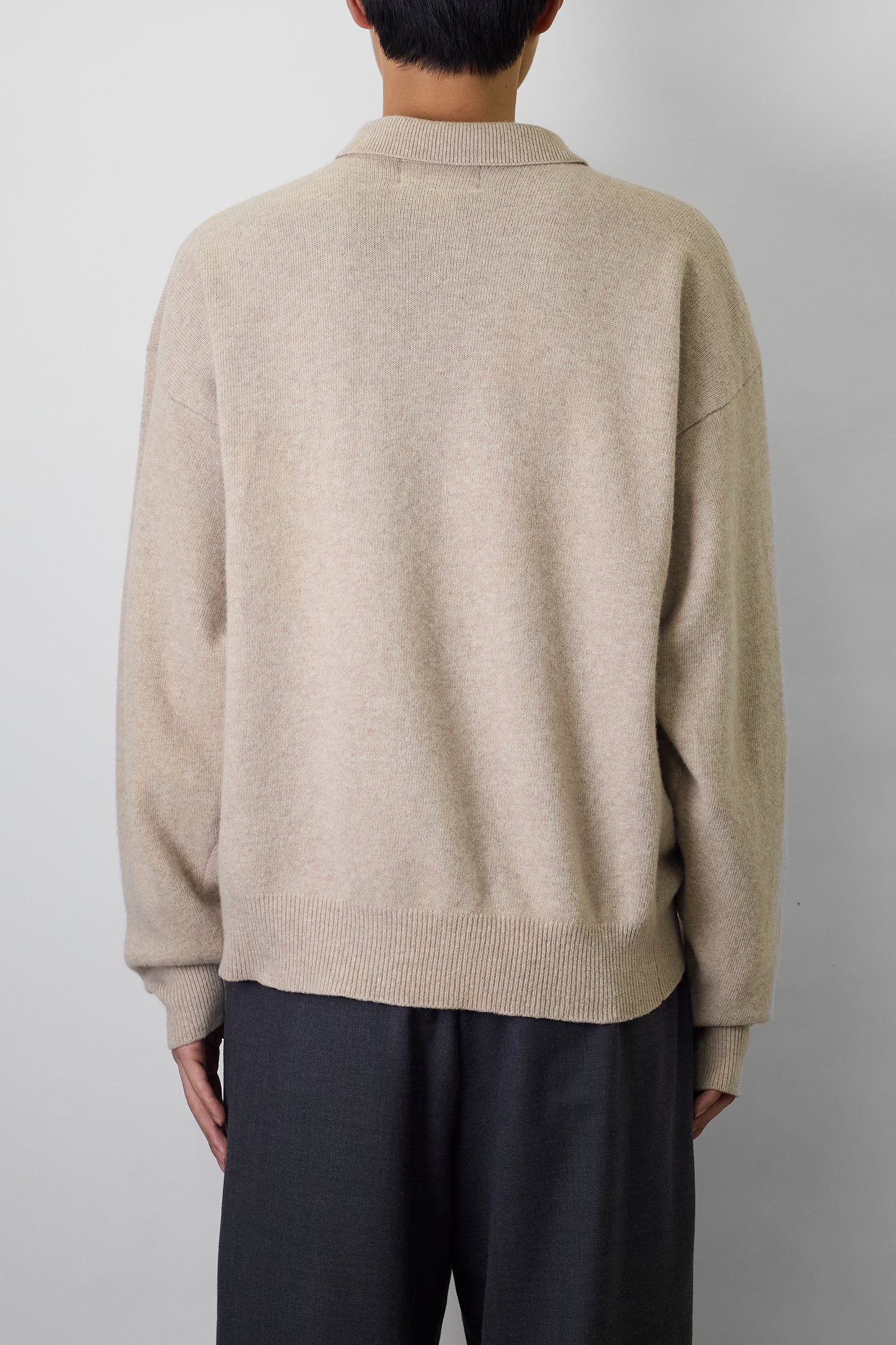 VINTAGE BEIGE CASHMERE KNIT POLO SHIRT