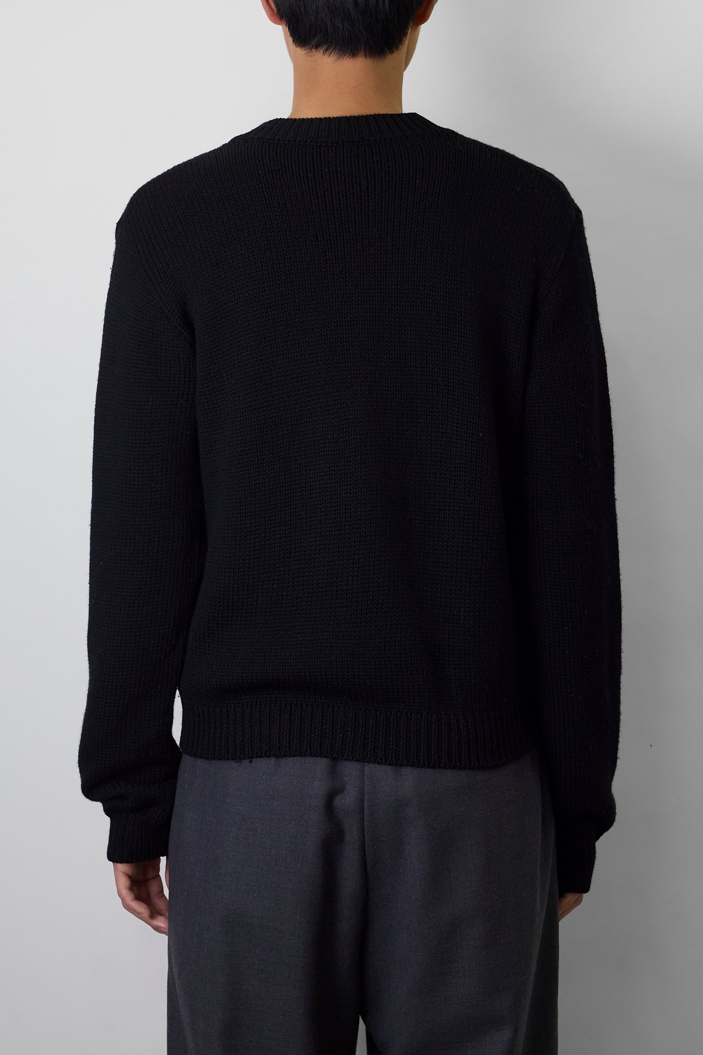 AGNES B. HOMME BLACK WOOL SHORT KNIT MADE IN FRANCE