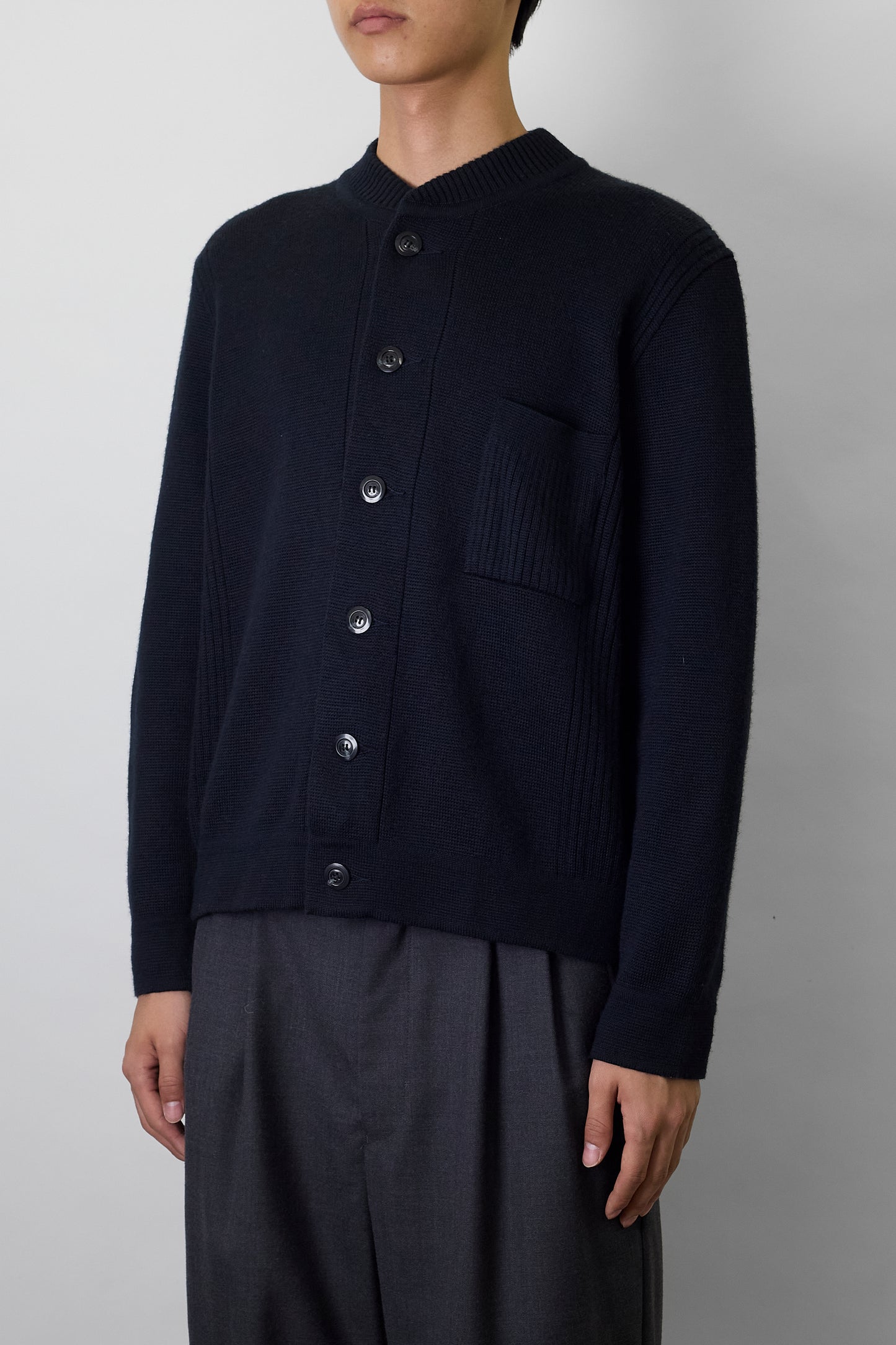 BREIDHOF BLACK WOOL KNIT JACKET MADE IN GERMANY