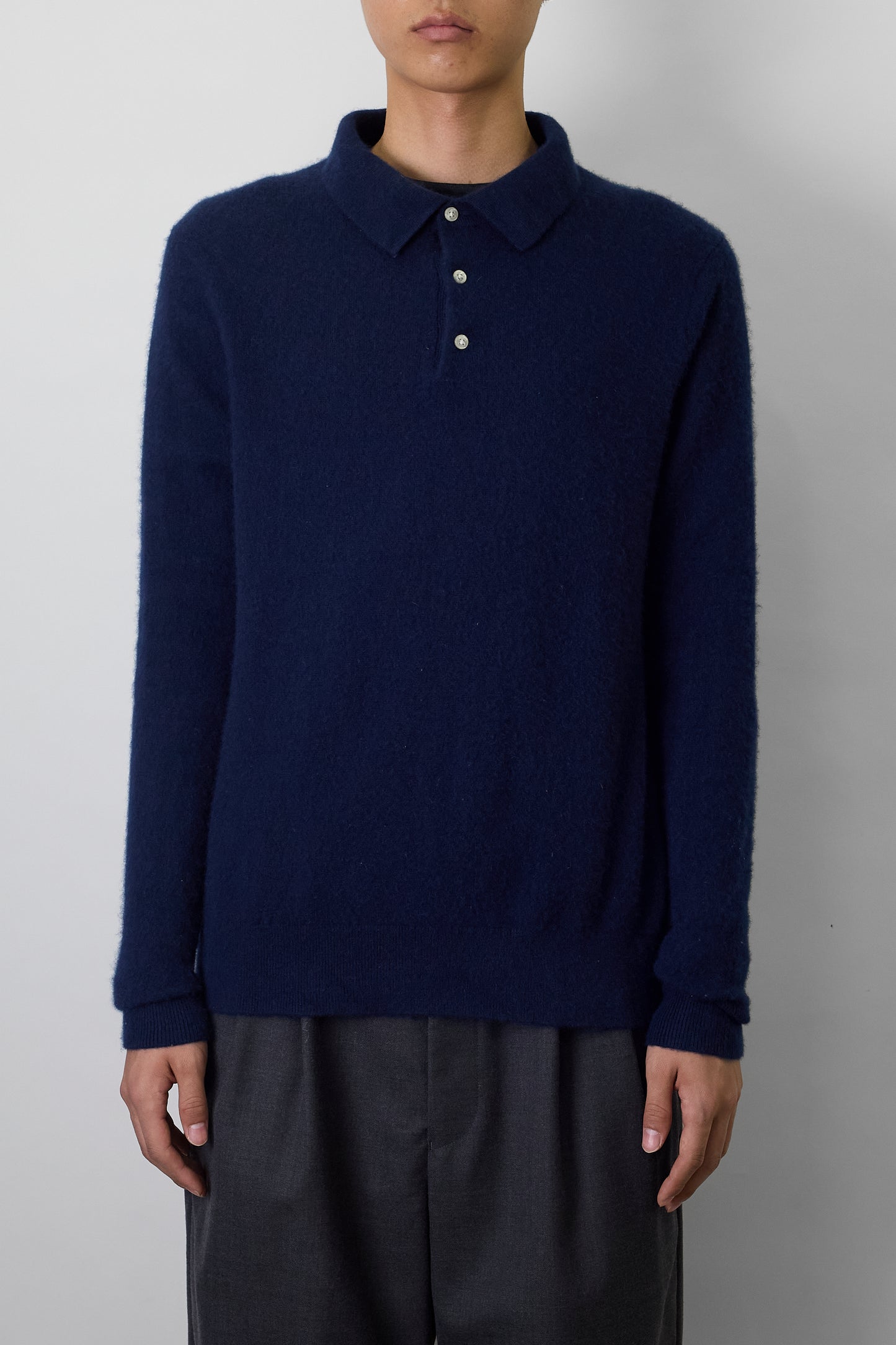 J.CREW NAVY CASHMERE KNIT POLO SHIRT