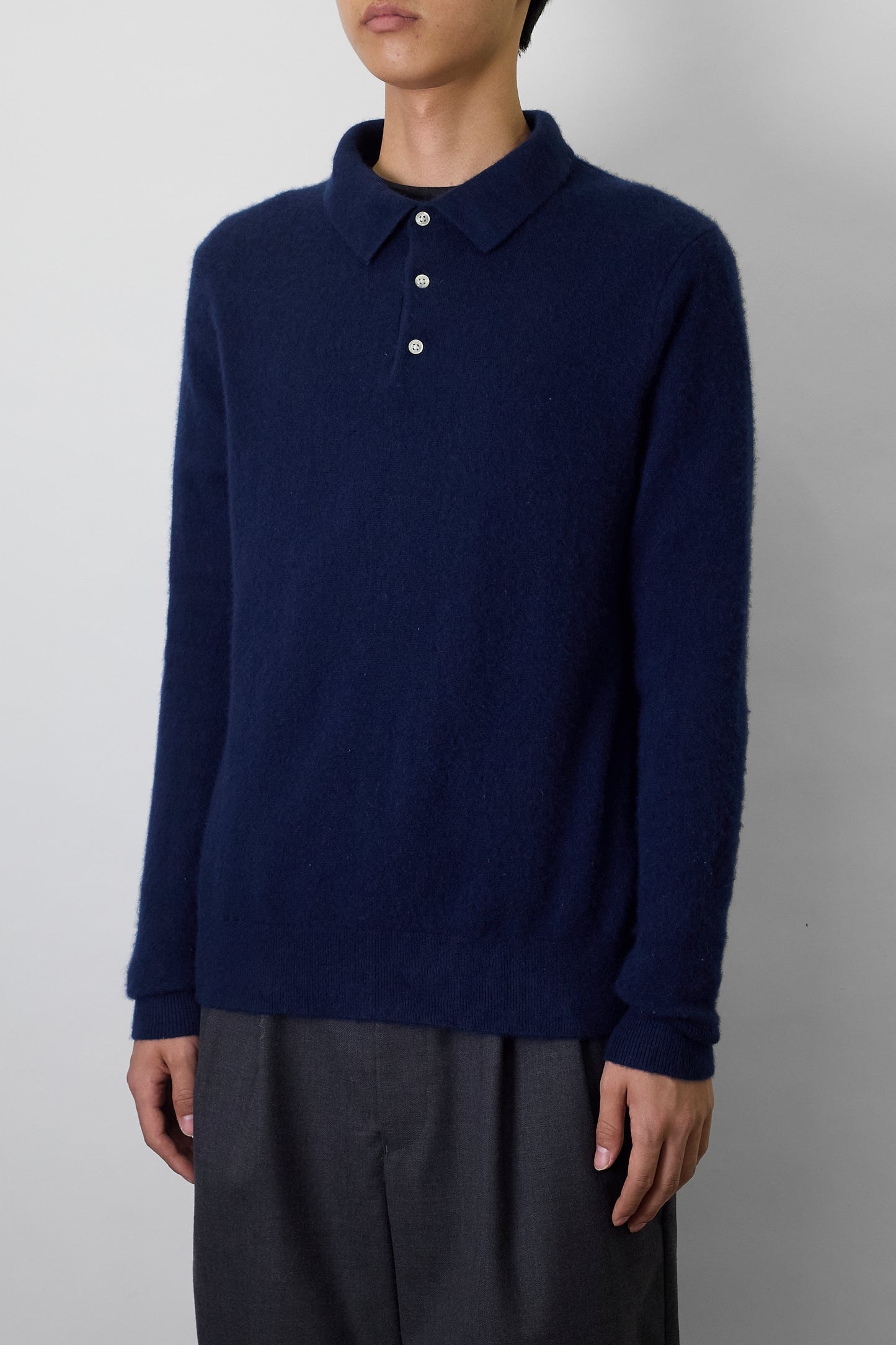J.CREW NAVY CASHMERE KNIT POLO SHIRT