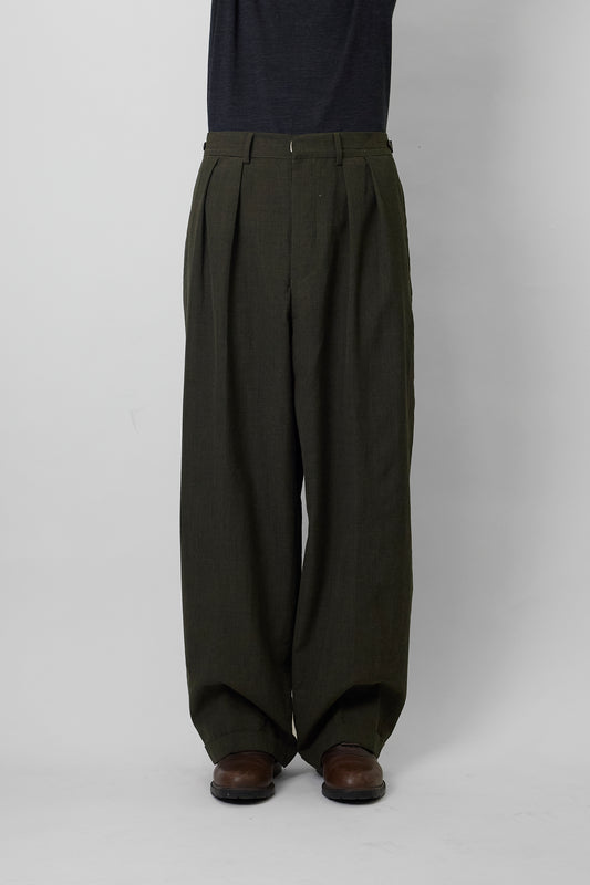 JEAN PAUL GAULTIER HOMME KHAKI WOOL WIDE PANTS MADE IN ITALY