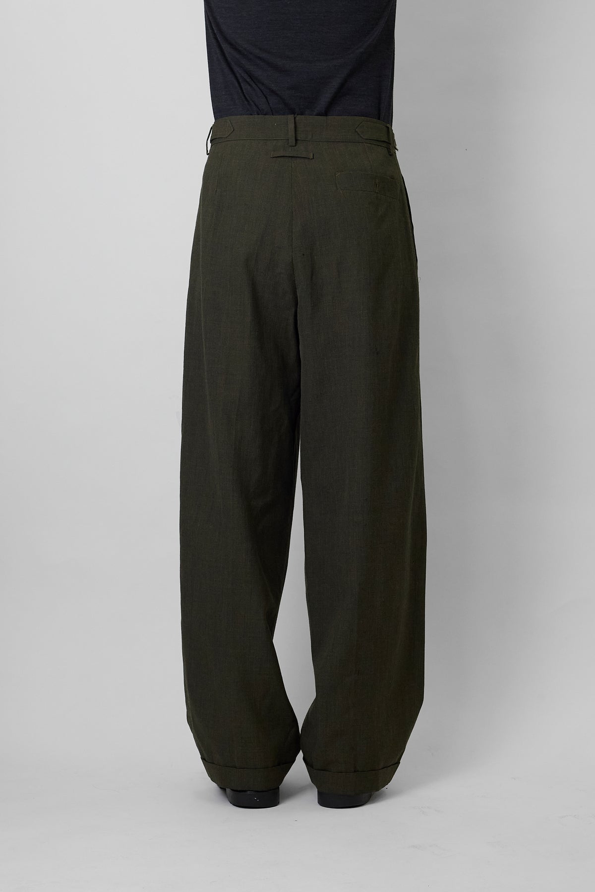 JEAN PAUL GAULTIER HOMME KHAKI WOOL WIDE PANTS MADE IN ITALY