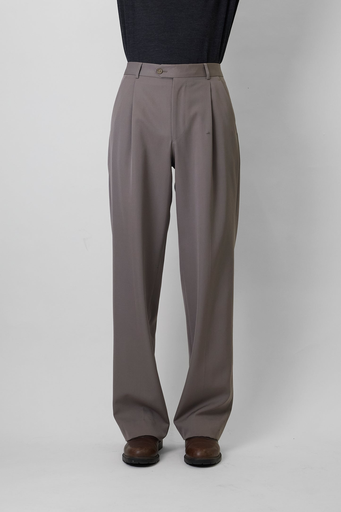 MANI BY GIORGIO ARMANI GRAY WOOL WIDE PANTS MADE IN ITALY