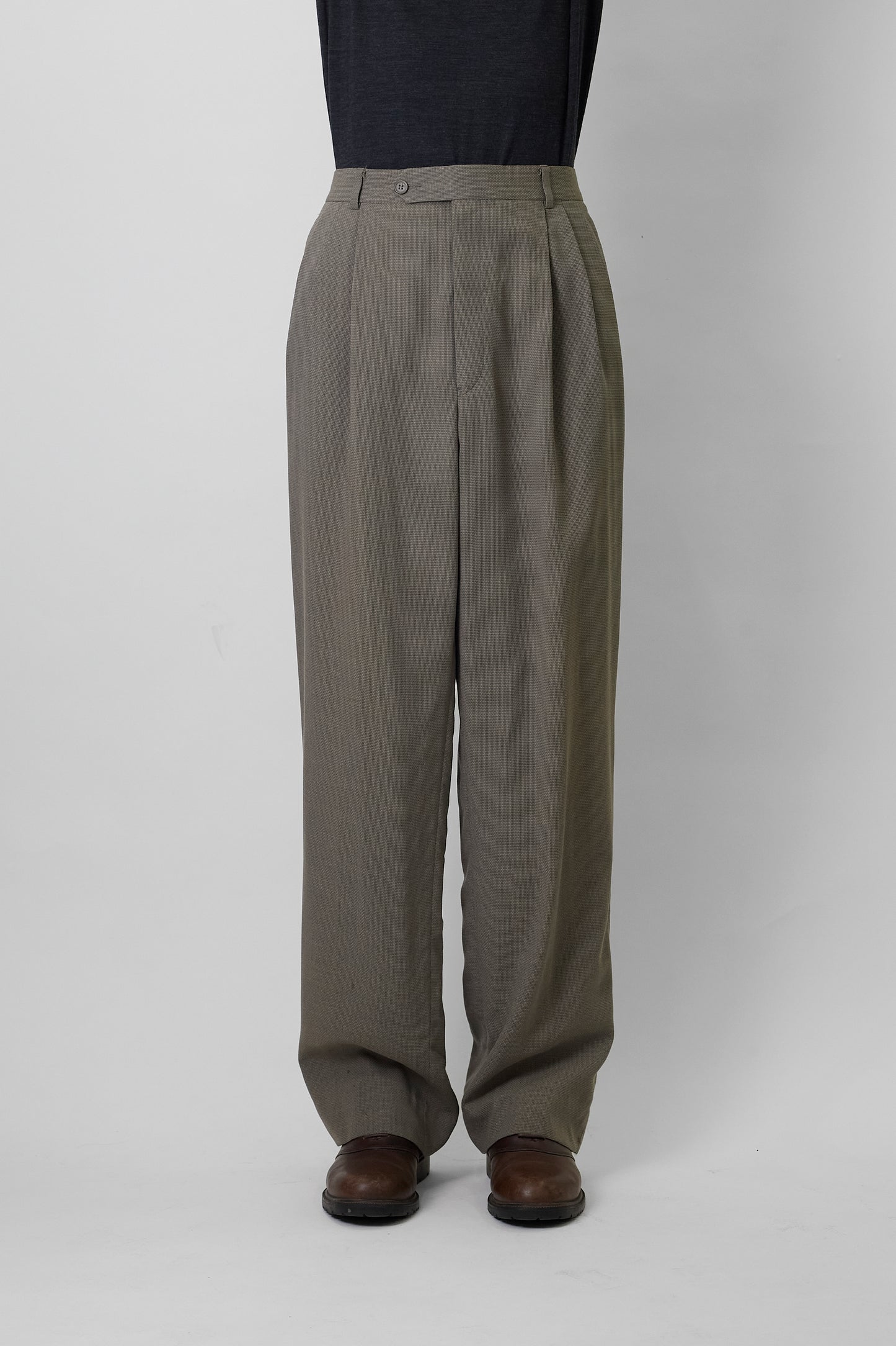 GIVENCHY BEIGE WOOL WIDE PANTS MADE IN USA