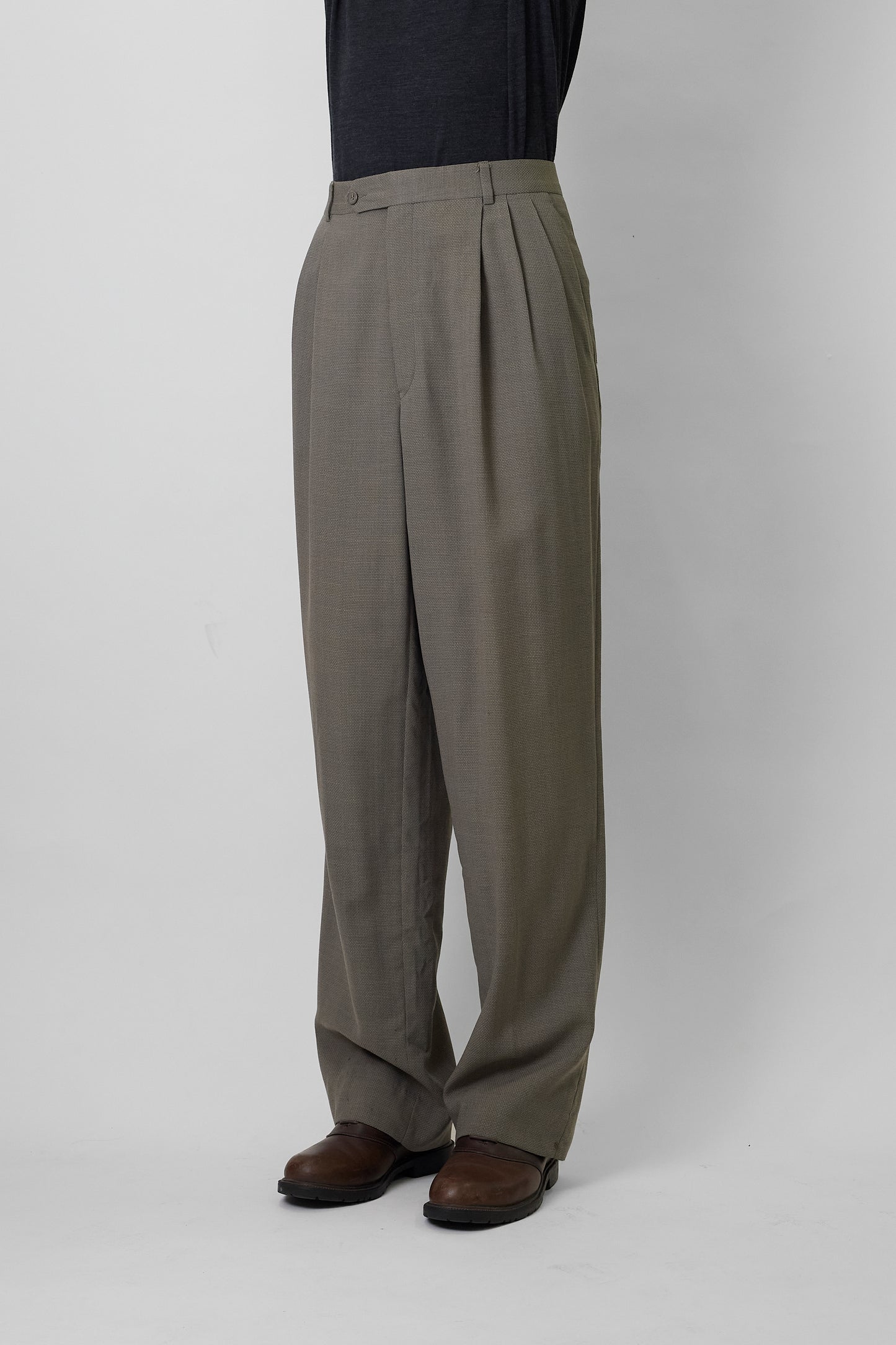 GIVENCHY BEIGE WOOL WIDE PANTS MADE IN USA