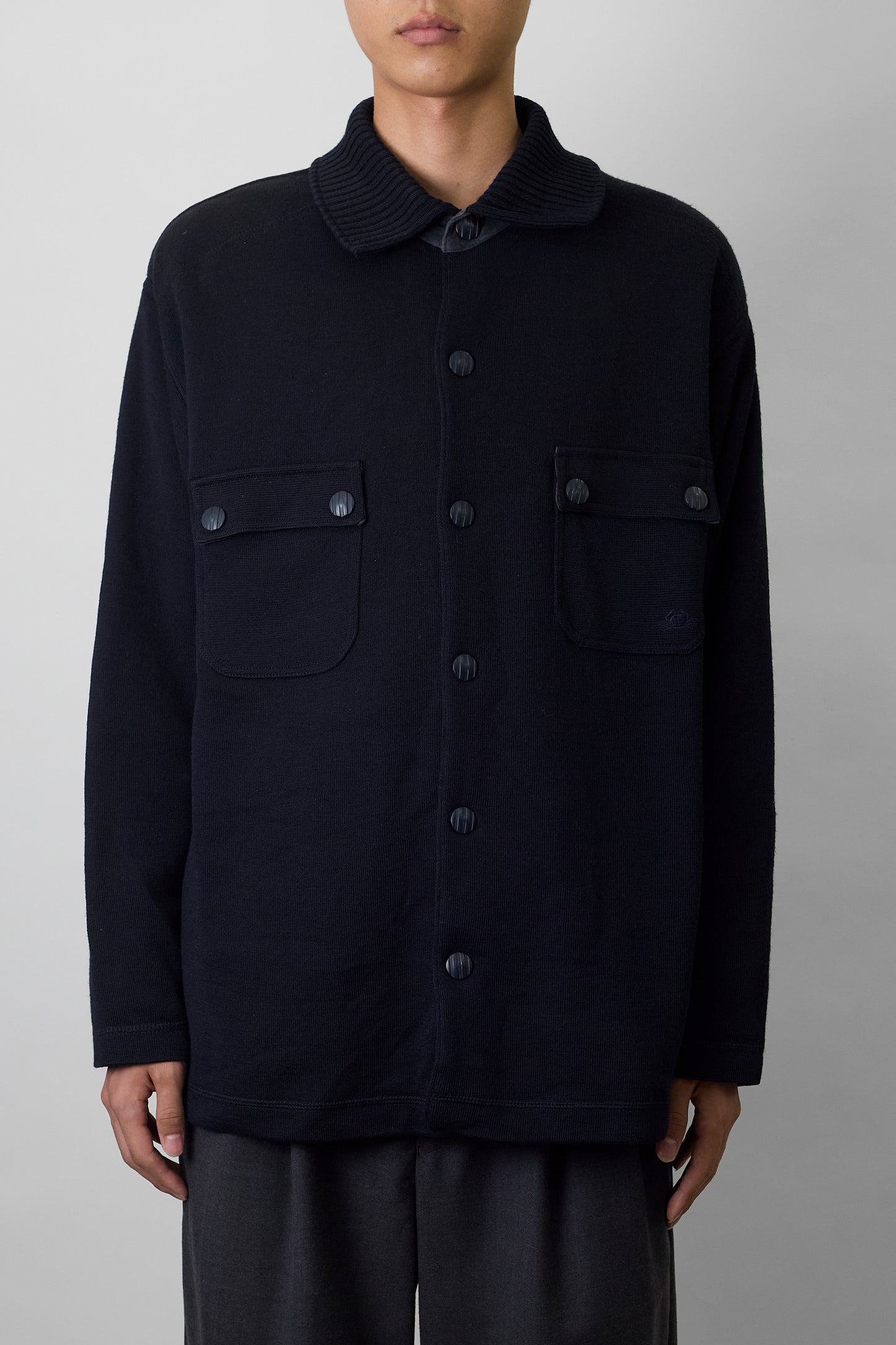 IL GRANCHIO DESIGNED NAVY WOOL JACKET MADE IN ITALY