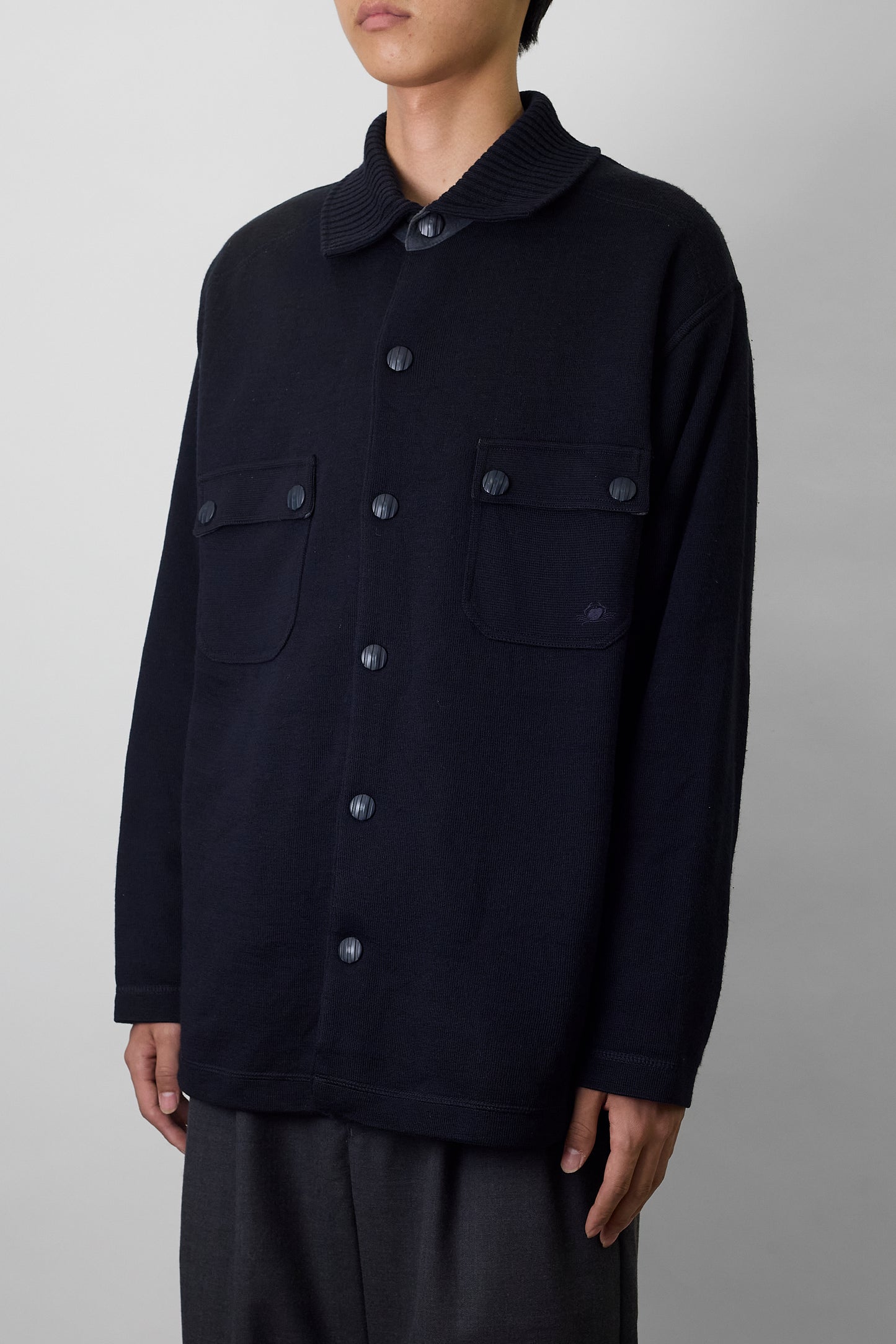 IL GRANCHIO DESIGNED NAVY WOOL JACKET MADE IN ITALY
