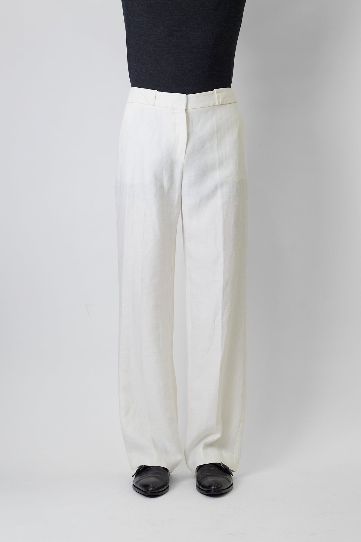 MAX MARA WHITE LINEN WIDE PANTS