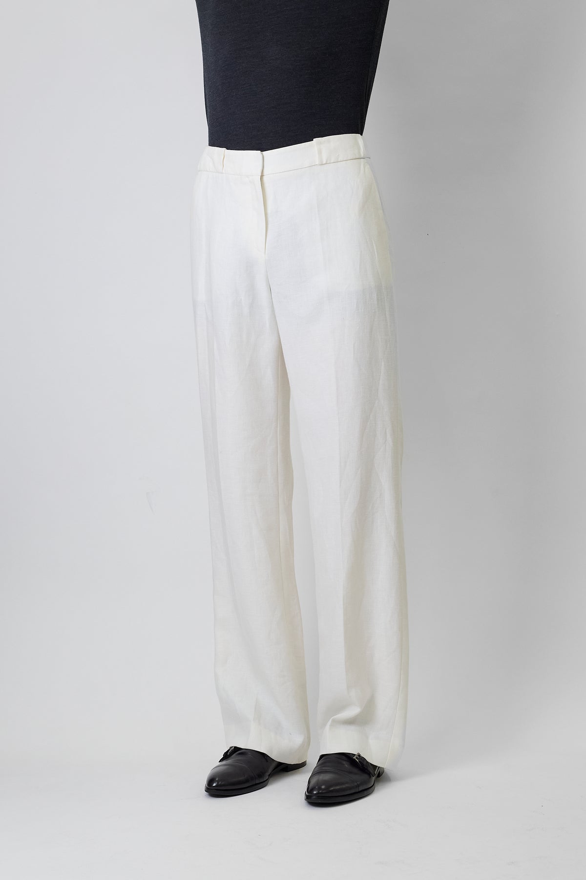 MAX MARA WHITE LINEN WIDE PANTS