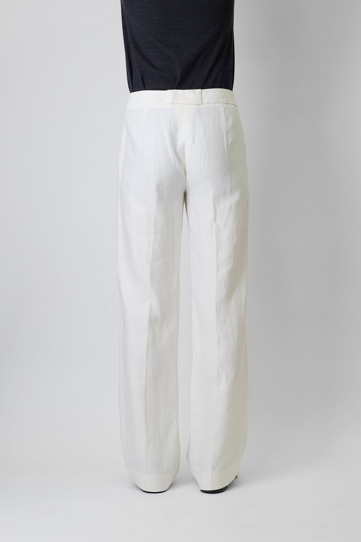 MAX MARA WHITE LINEN WIDE PANTS