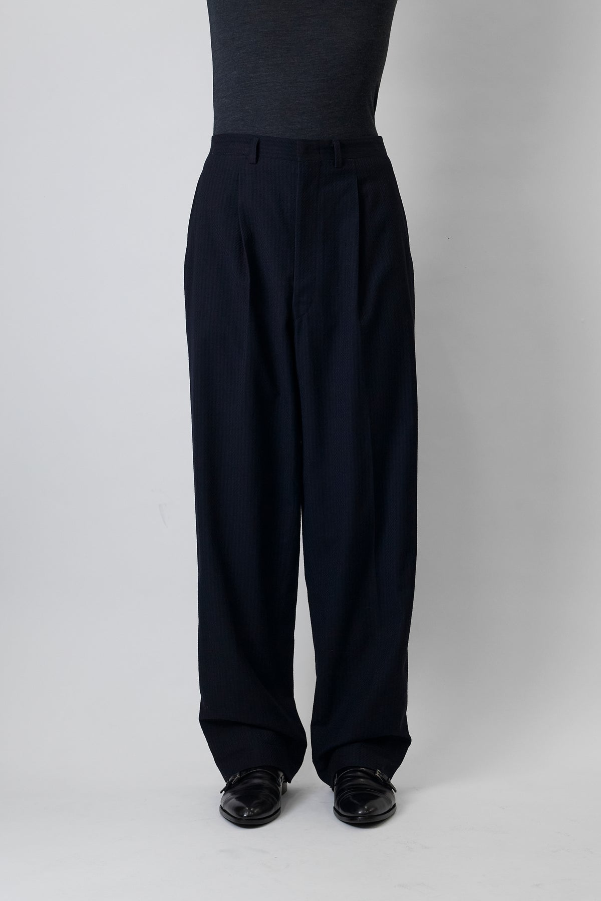 VINTAGE NAVY WOOL WIDE PANTS