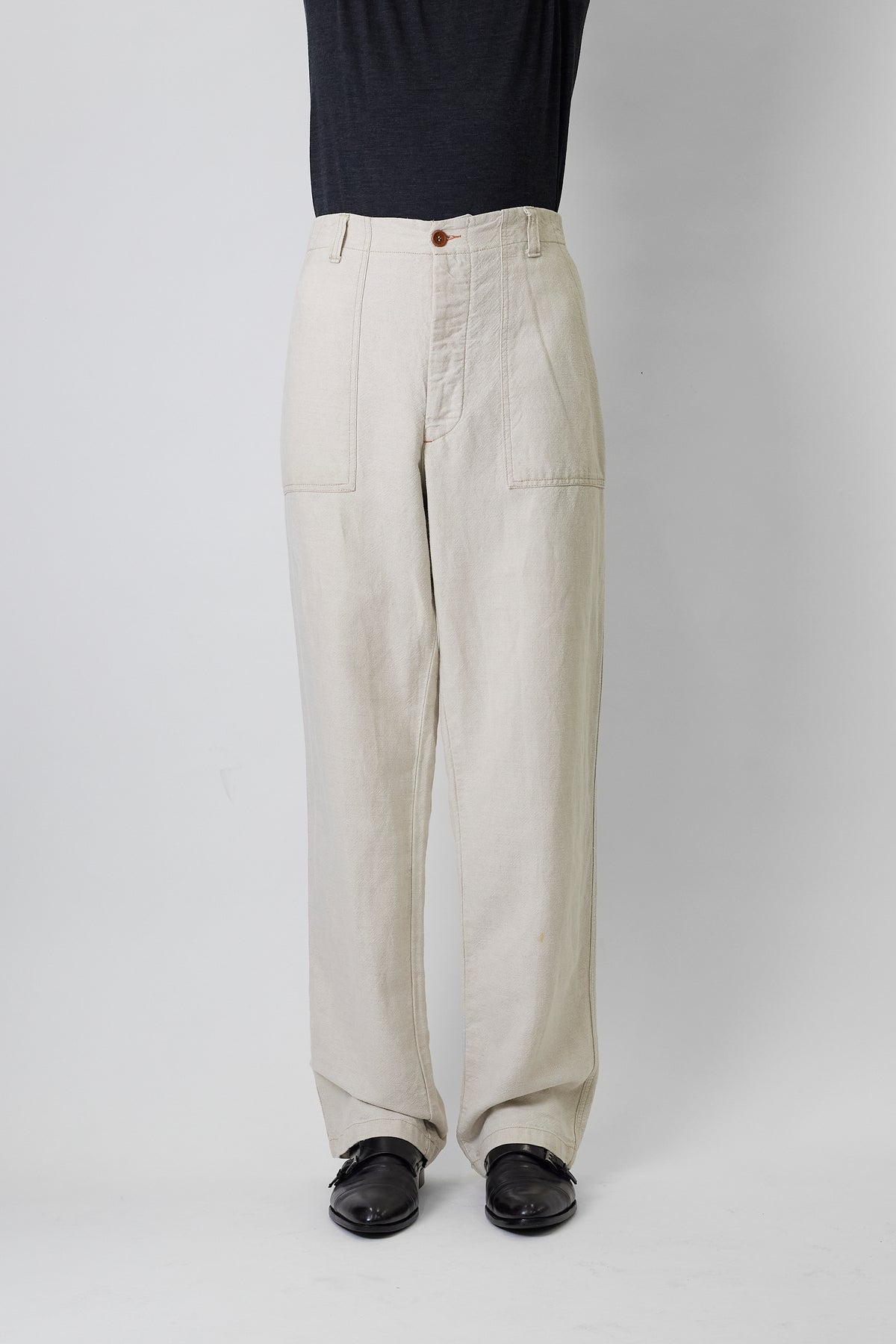 CERRUTI JEANS WHITE BEIGE LINEN WIDE PANTS MADE IN ITALY