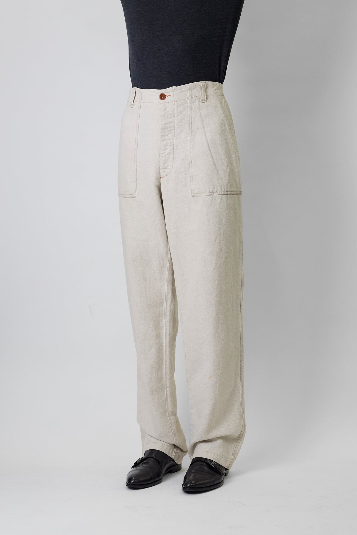 CERRUTI JEANS WHITE BEIGE LINEN WIDE PANTS MADE IN ITALY