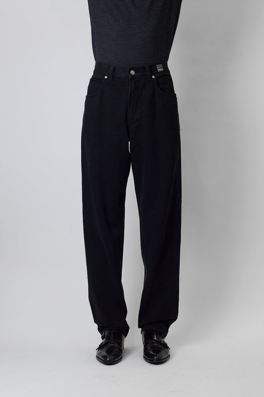 VERSACE JEANS COUTURE BLACK DENIM WIDE PANTS MADE IN ITALY