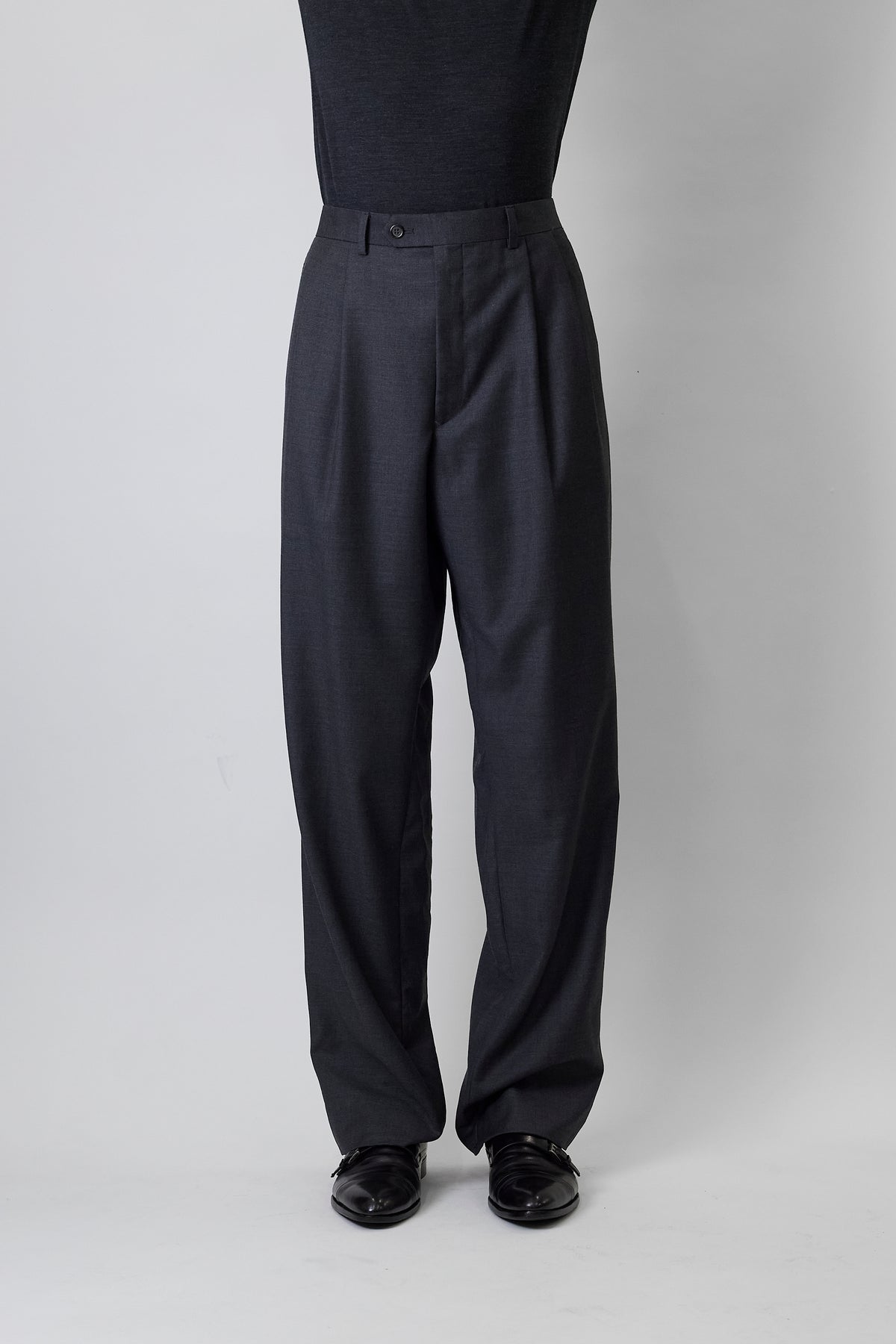 LAUREN BY RALPH LAUREN GRAY WOOL CASHMERE WIDE PANTS