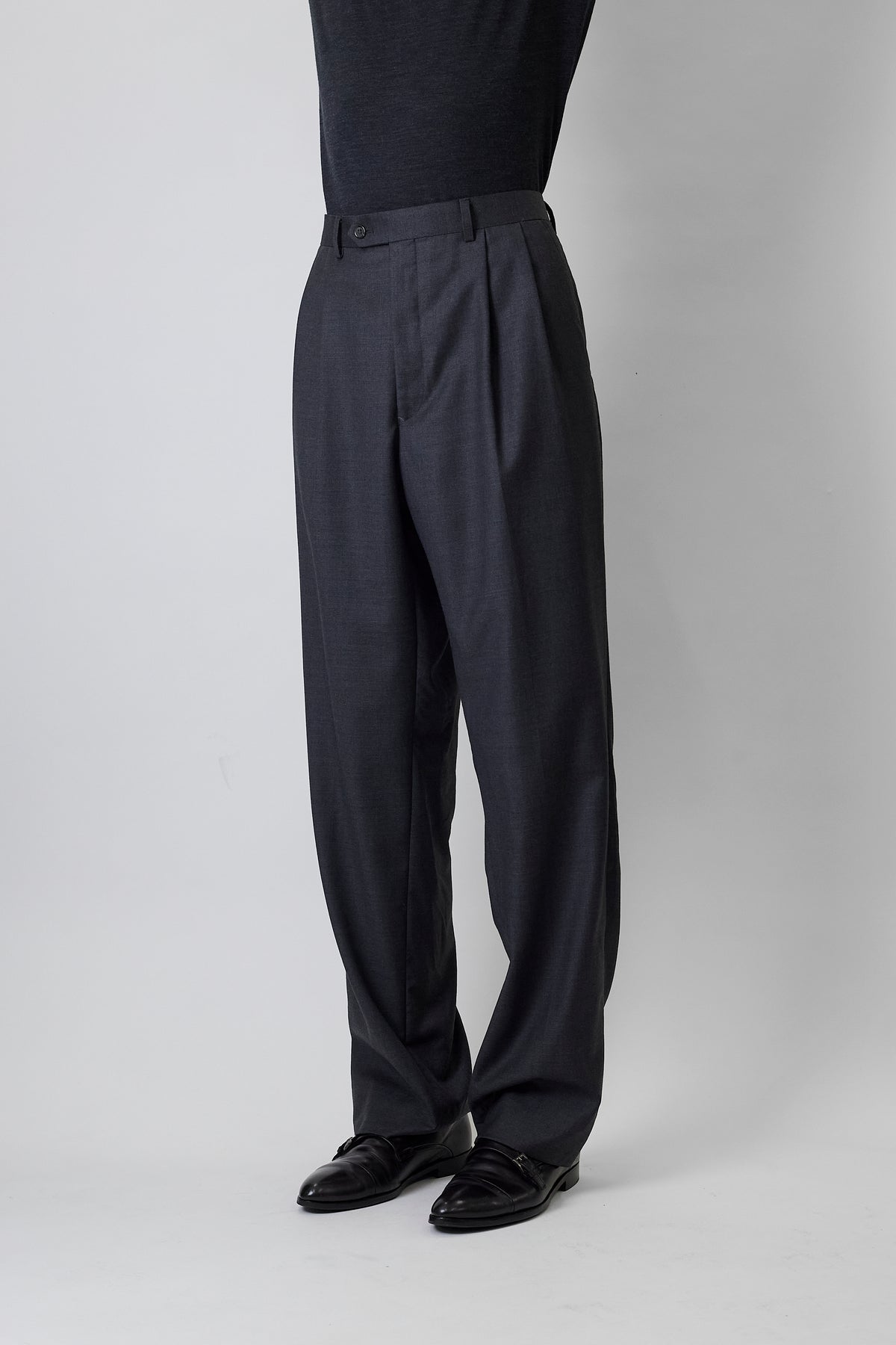 LAUREN BY RALPH LAUREN GRAY WOOL CASHMERE WIDE PANTS