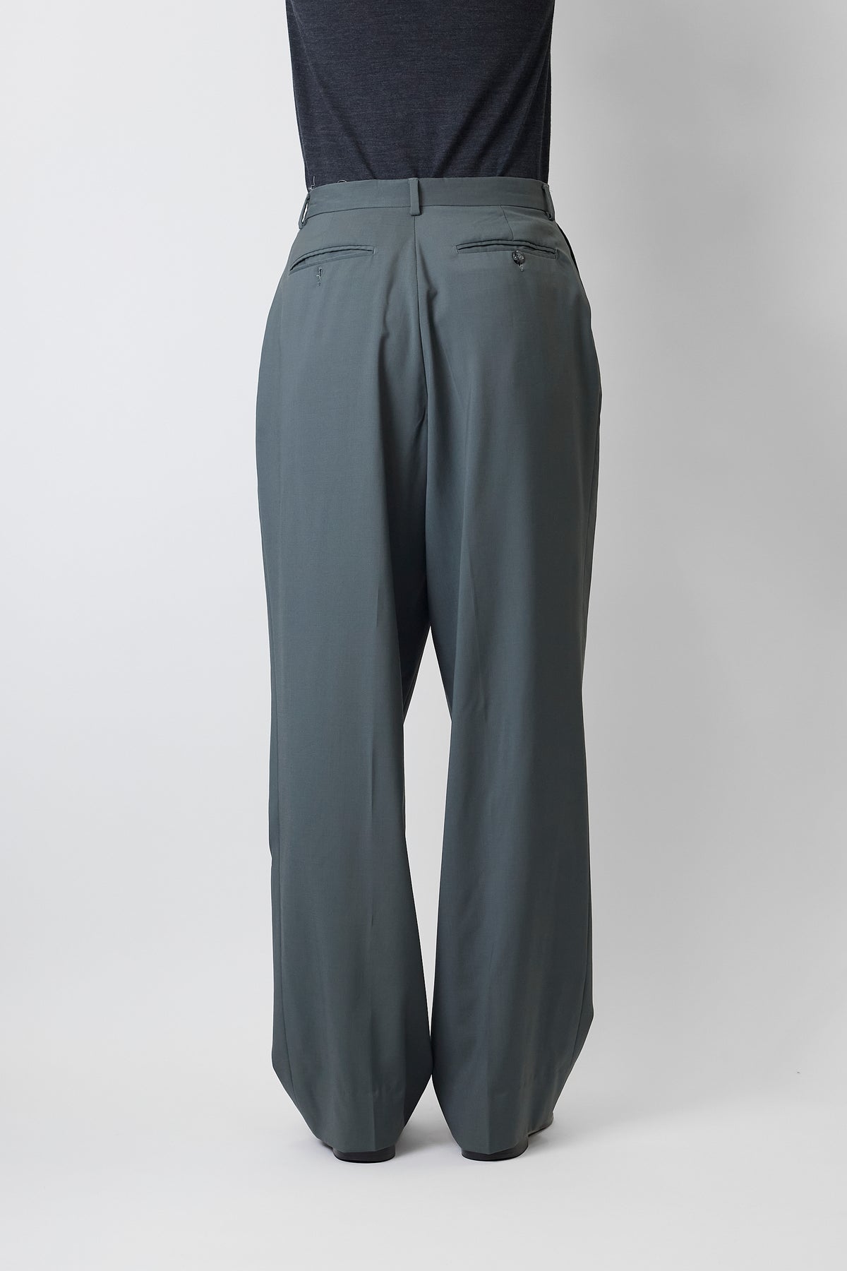 SCOLARI BY LUIGI BOTT KHAKI WOOL WIDE PANTS MADE IN ITALY