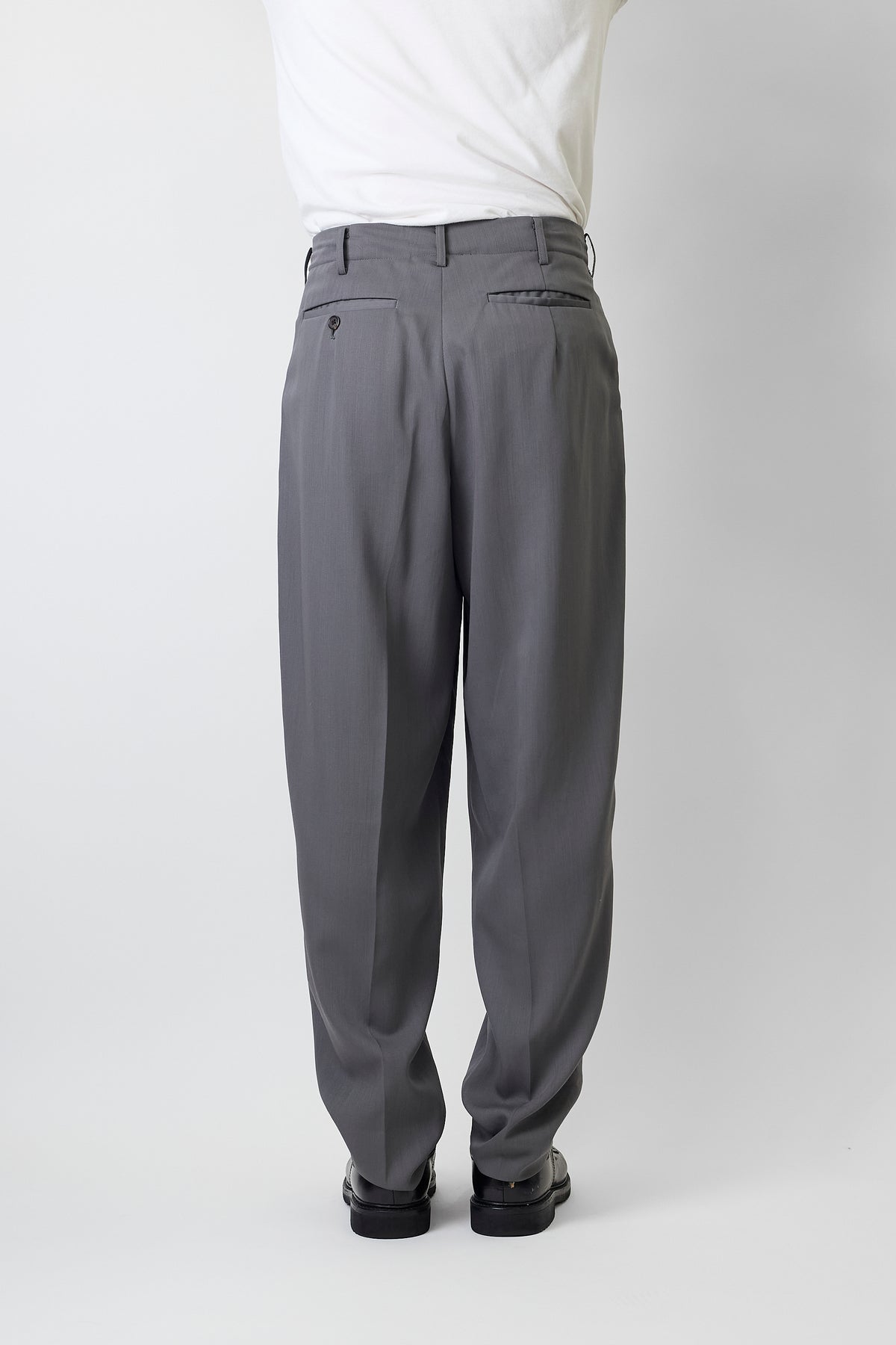 Y'S FOR MEN GRAY WOOL WIDE PANTS