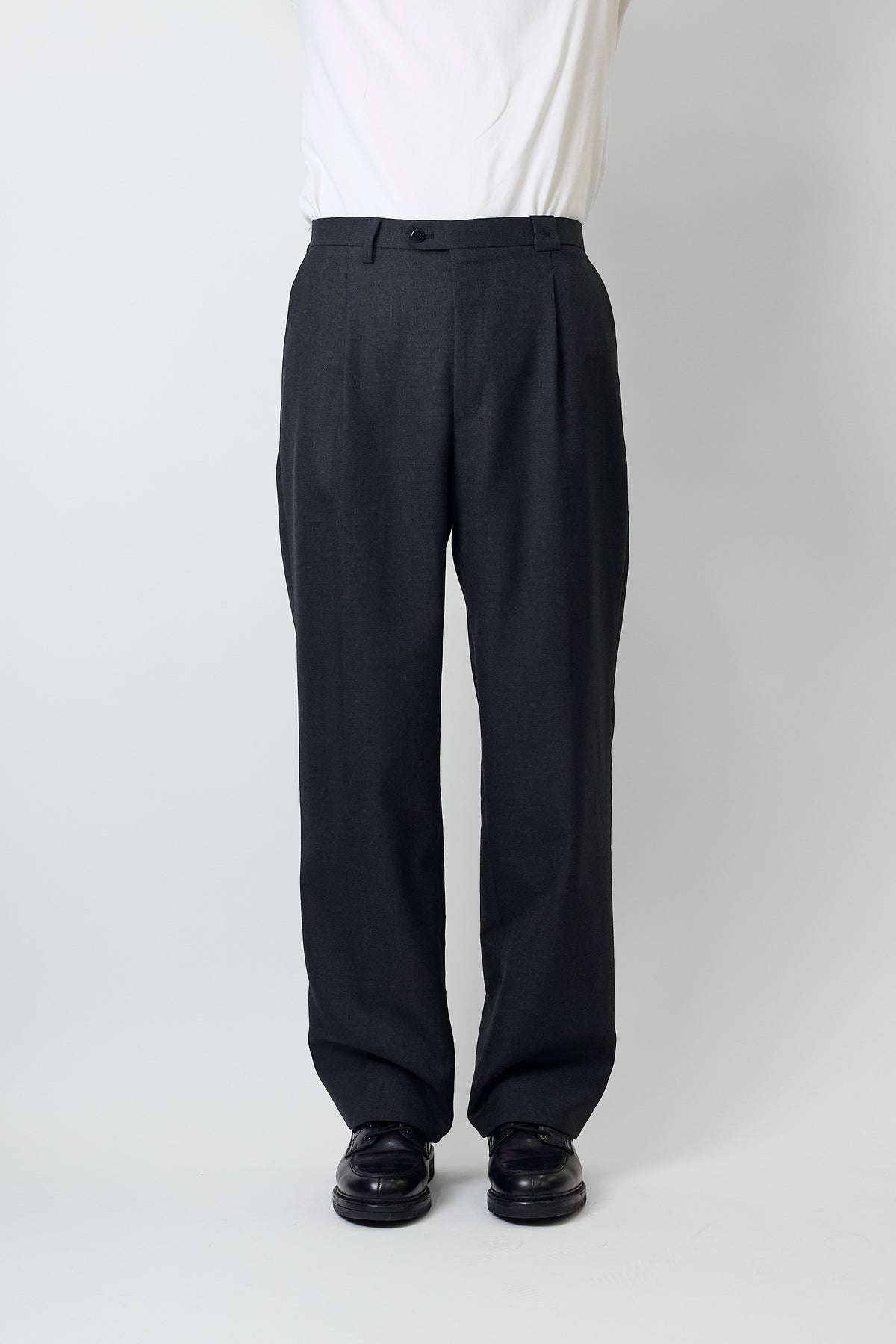 BURBERRY GRAY WOOL WIDE PANTS MADE IN SPAIN