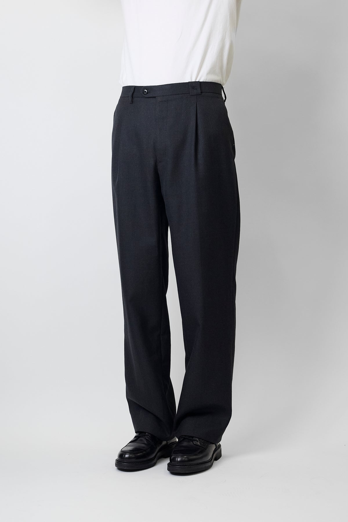 BURBERRY GRAY WOOL WIDE PANTS MADE IN SPAIN