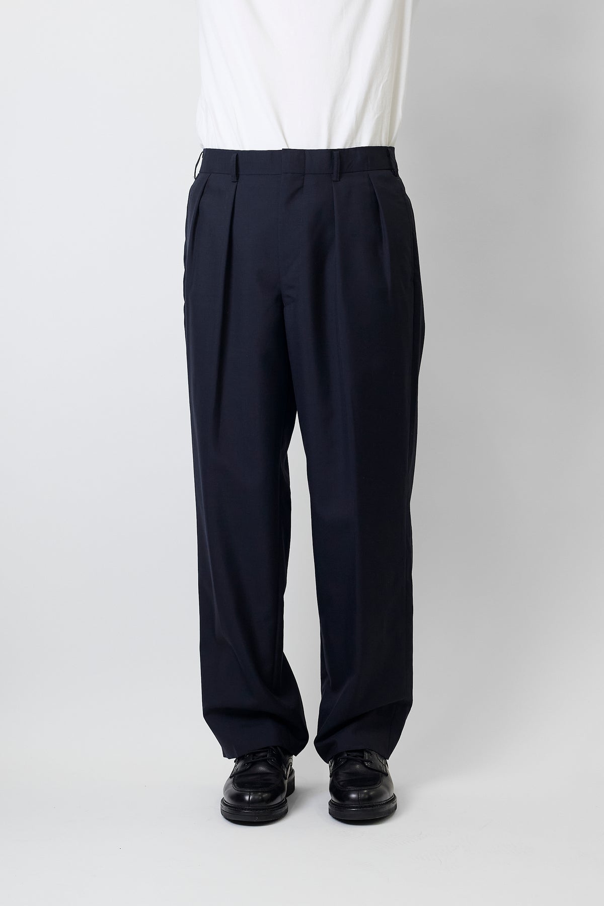 BURBERRY NAVY WOOL MOHAIR WIDE PANTS