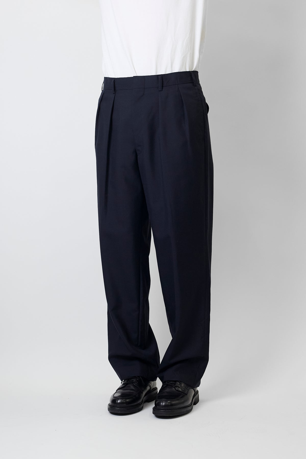 BURBERRY NAVY WOOL MOHAIR WIDE PANTS