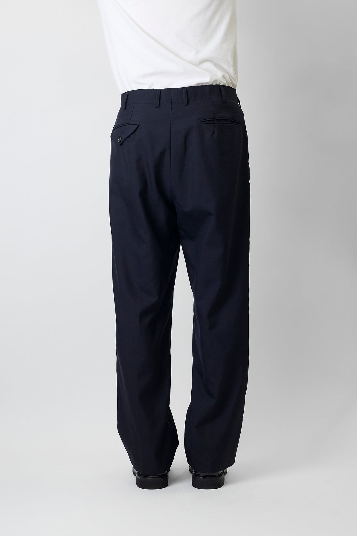 BURBERRY NAVY WOOL MOHAIR WIDE PANTS