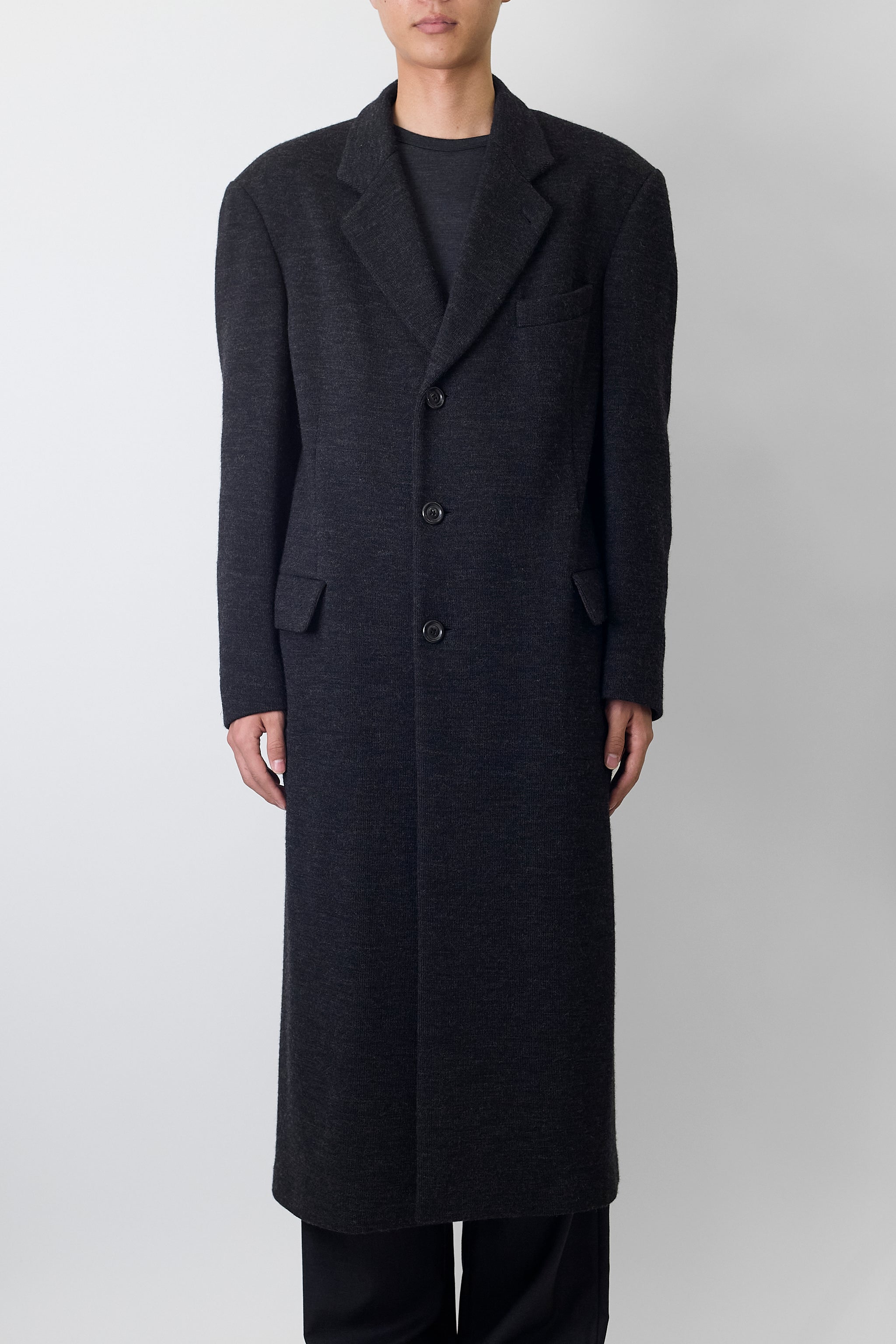 EMPORIO ARMANI GRAY WOOL LONG COAT MADE IN ITALY – DISSONANCE